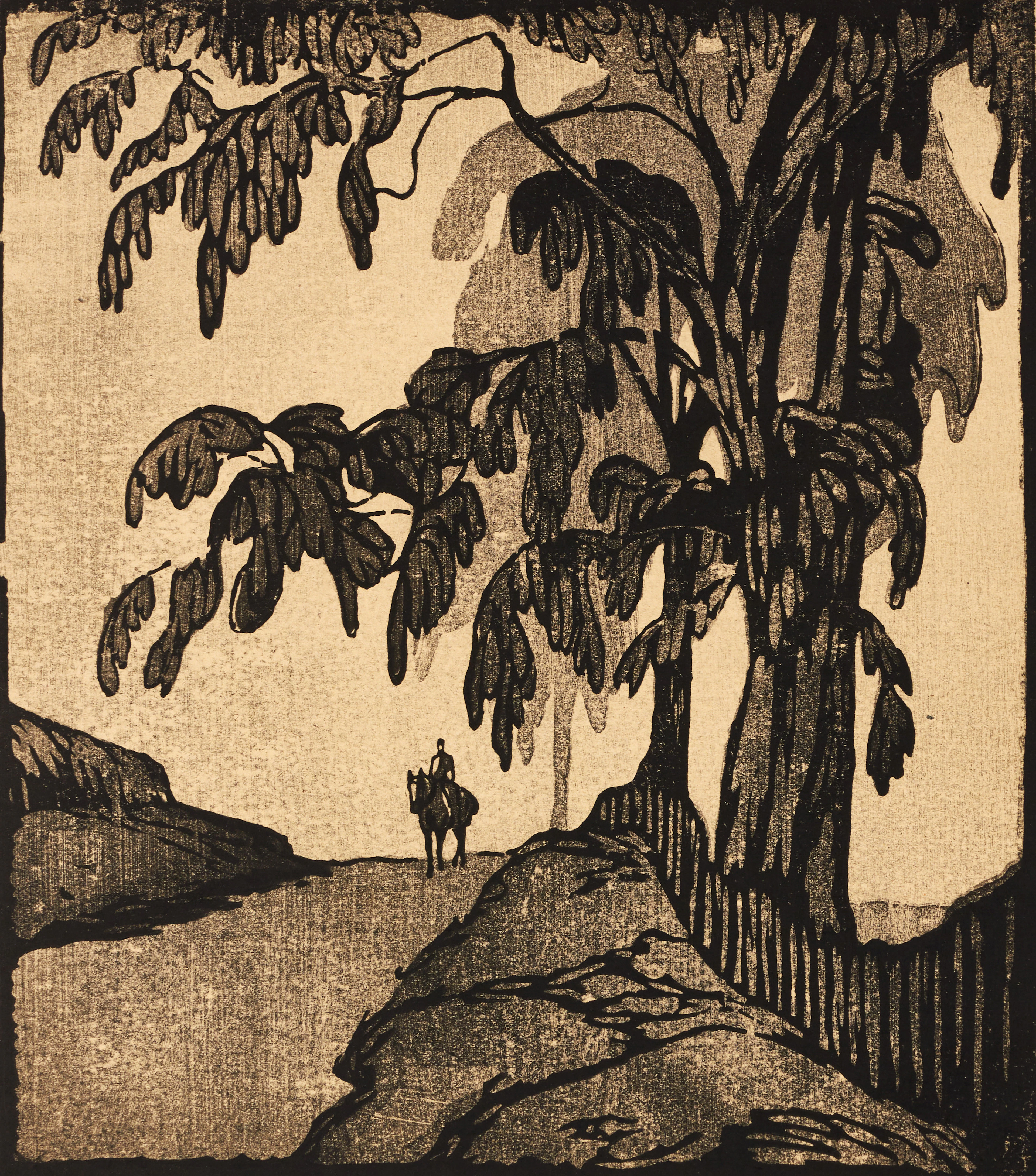 ELVI TONDÉN (1886-1971). ELVI TONDÉN (1886-1971). Ryttare vid väg