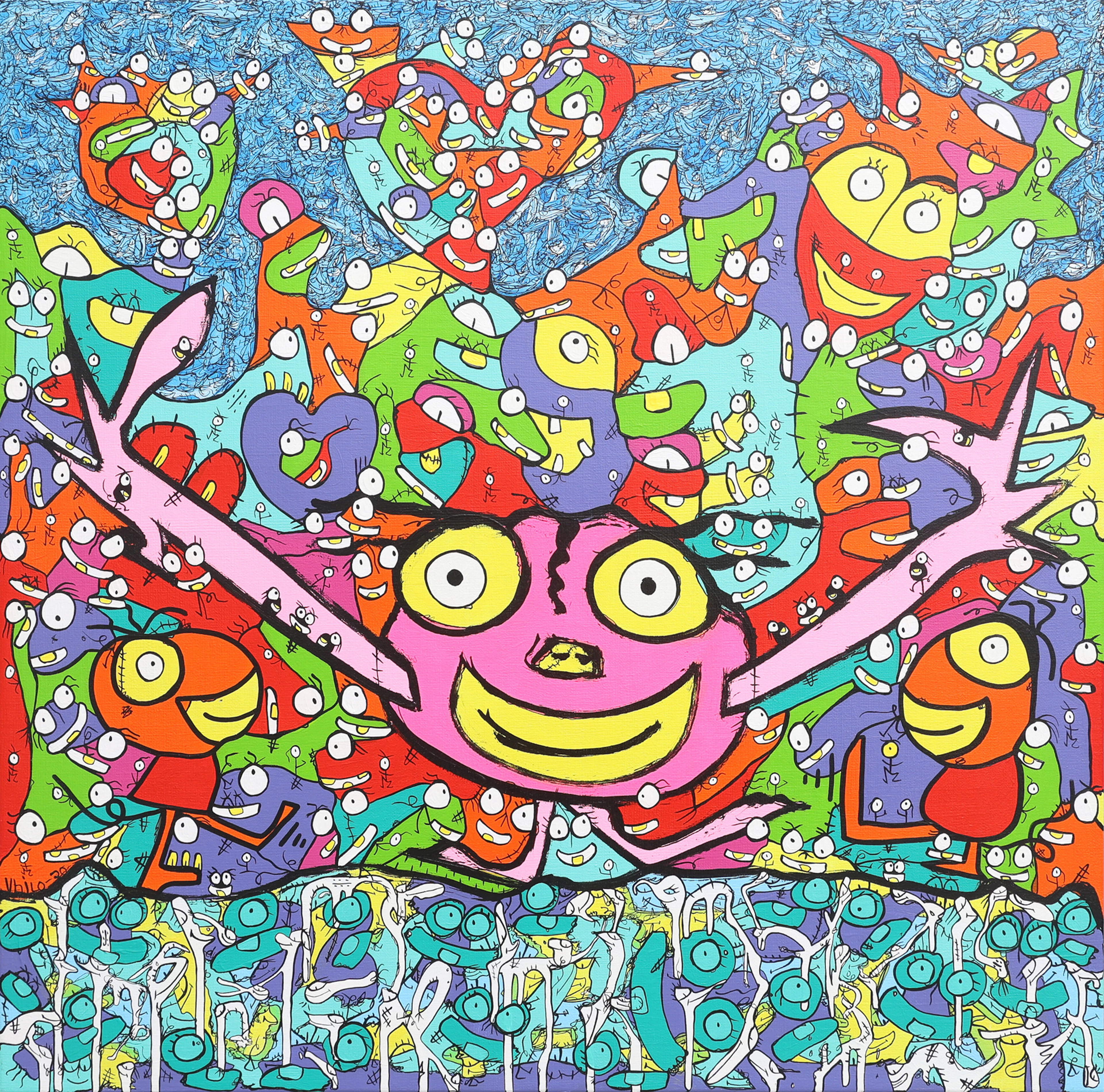 VHILO H PERSSON. "REACH FOR THE SKY", AKRYL PÅ DUK.