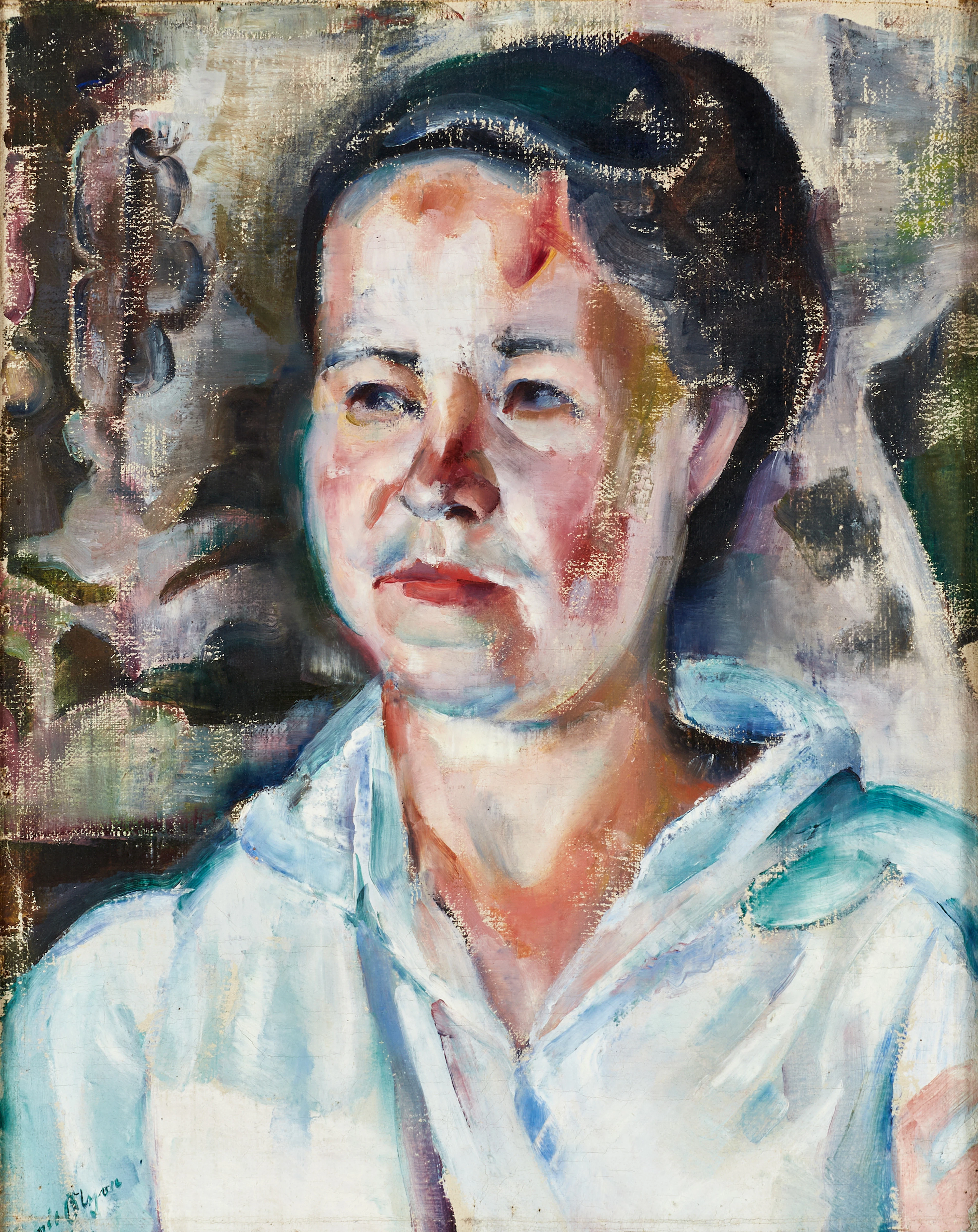 EMIL OLSSON. "Edith porträtt" 1917, signerad, olja på duk.