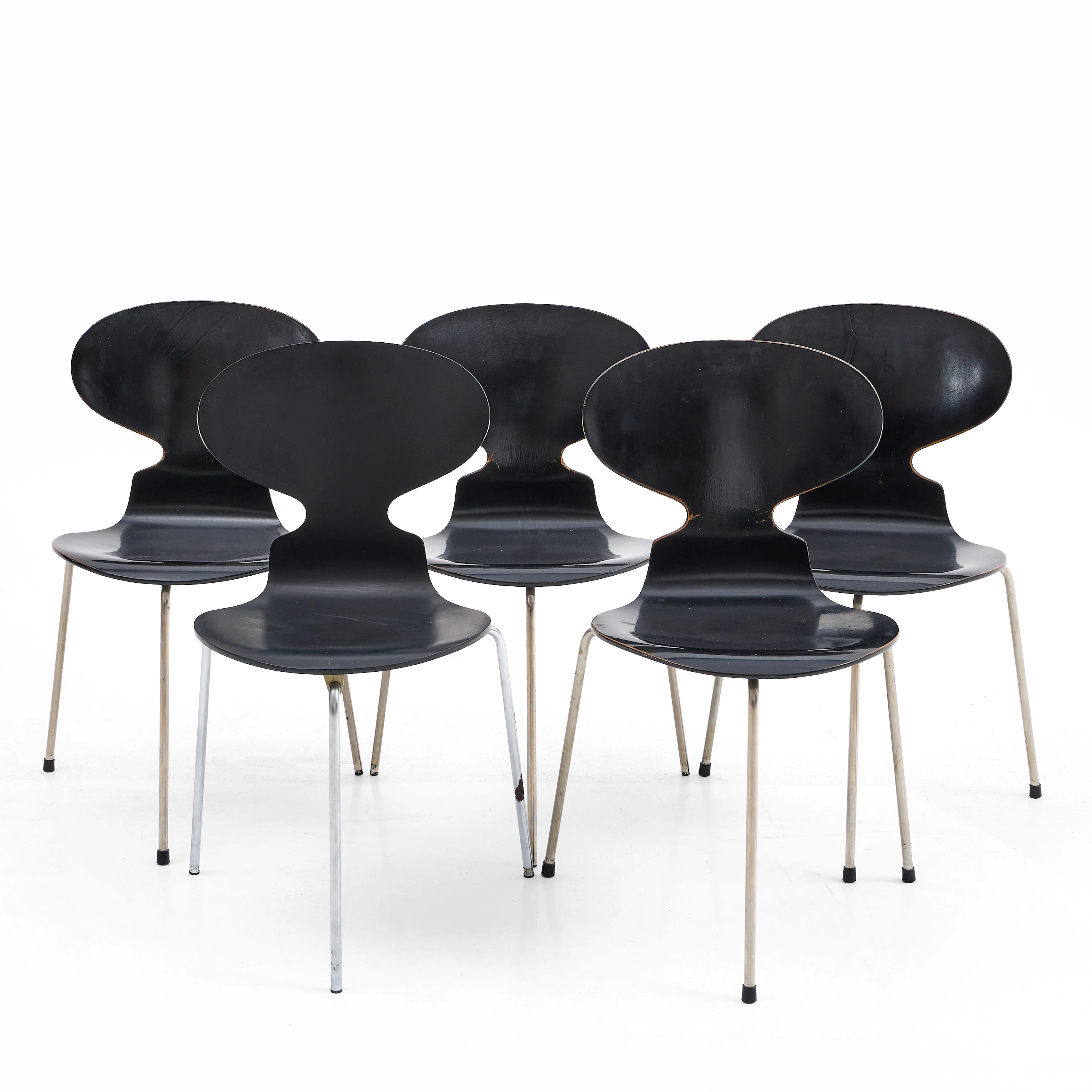 ARNE JACOBSEN. Stolar, 5 st, "Myran", Fritz Hansen, Danmark, 1960/70-tal
