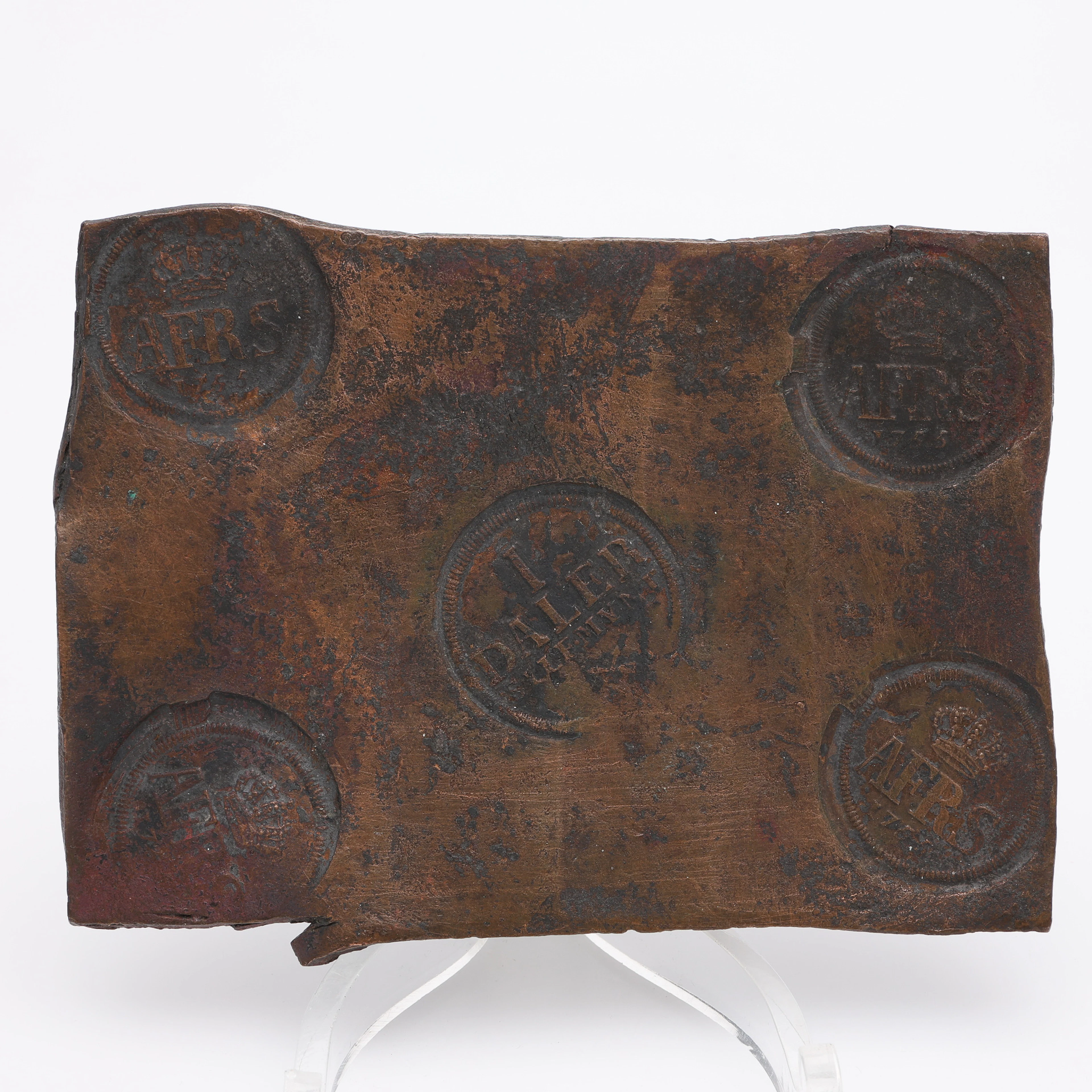 PLÅTMYNT, 1 DALER SILVERMYNT, ADOLF FREDRIK, 1755, KOPPAR.