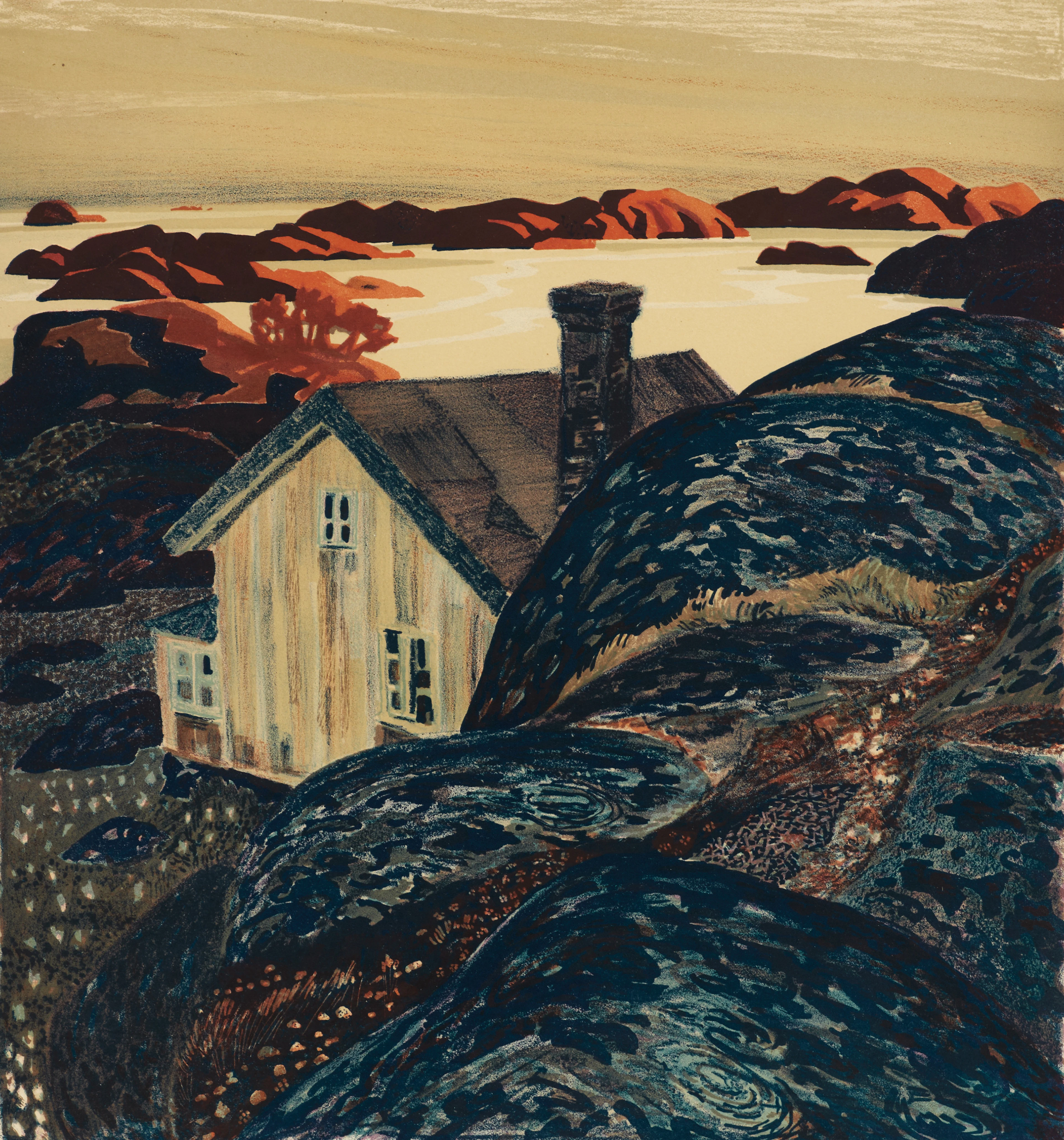 ROLAND SVENSSON (1910-2003). "Höstkväll", 1948, signerad och numrerad