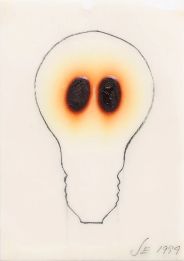STINA EBERS 1962-2025. BLYERTS OCH VAX, DÖDSKALLELAMPA, MONOGRAMSIGNERAD