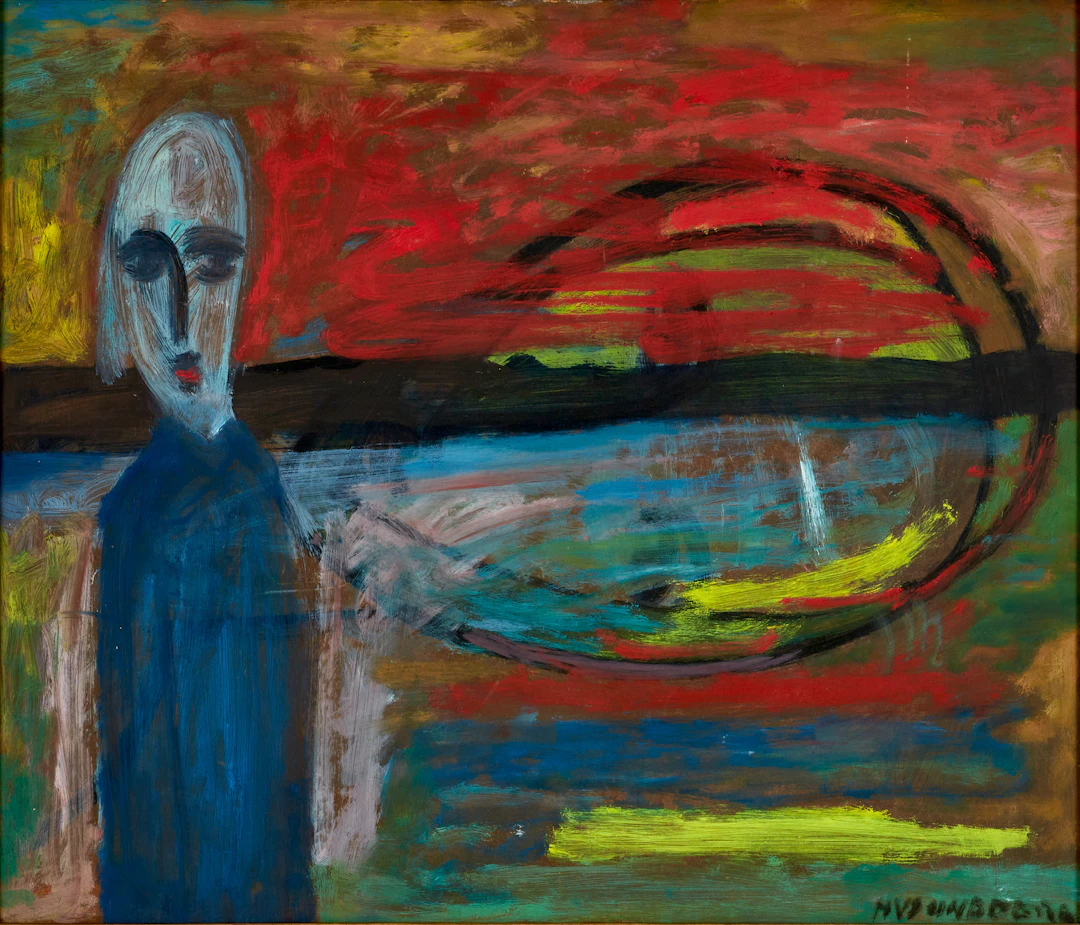 HANS VALTER SUNDBERG (1922-2004). Figur vid vattnet, signerad H V