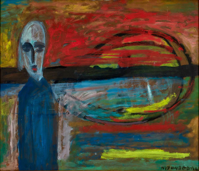 HANS VALTER SUNDBERG (1922-2004). Figur vid vattnet, signerad H V