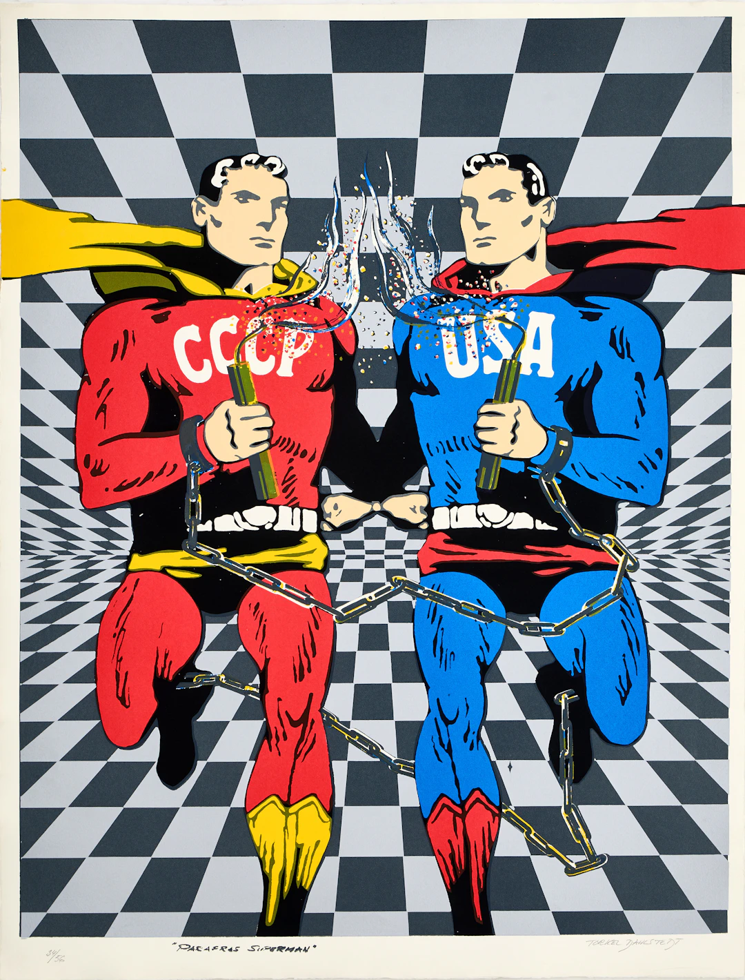 TORKEL DAHLSTEDT (född 1942). "Parafras Superman", CCCP x USA, signerad