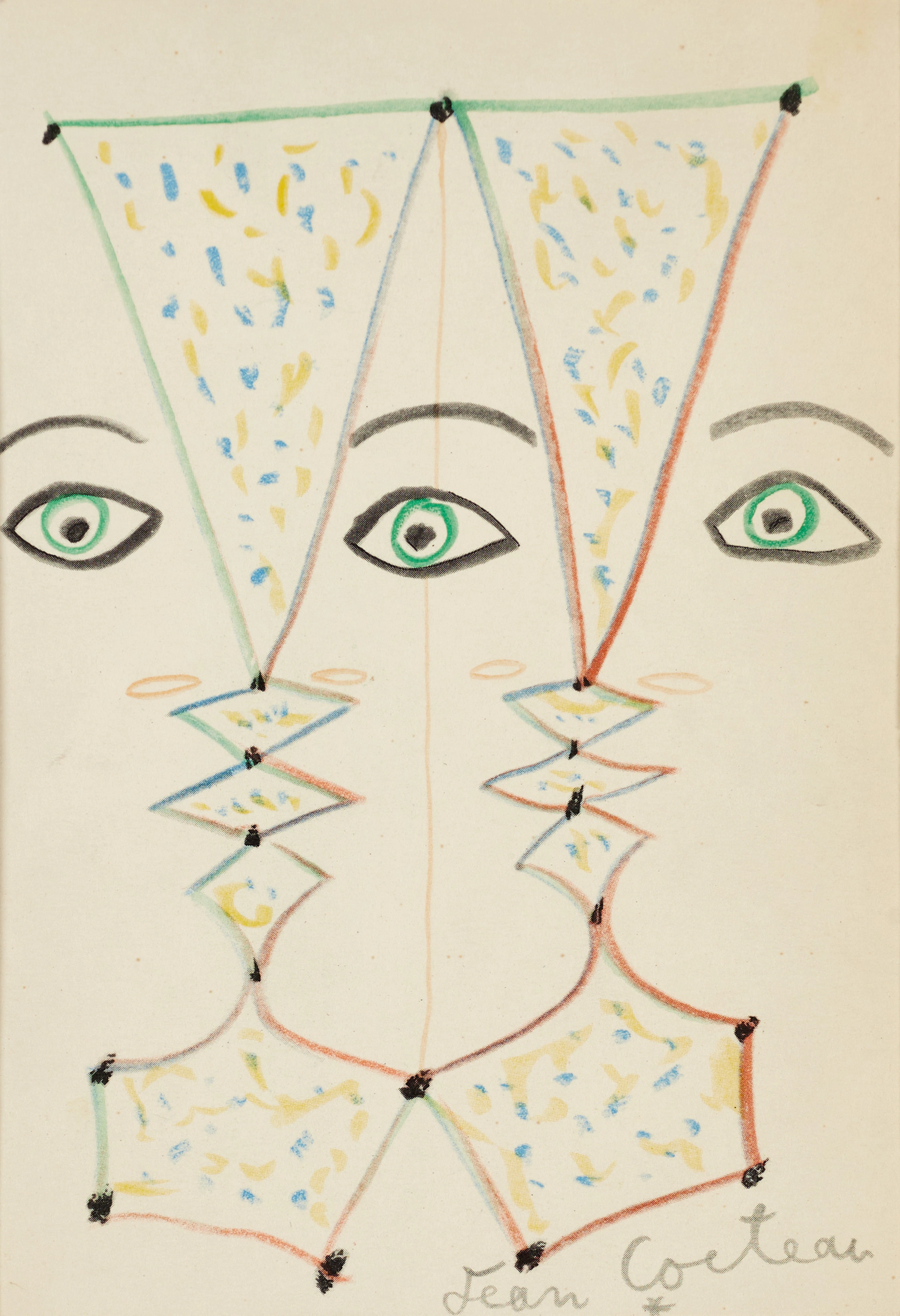 JEAN COCTEAU (FRANKRIKE, 1889-1963). Figurkomposition, vikt blad