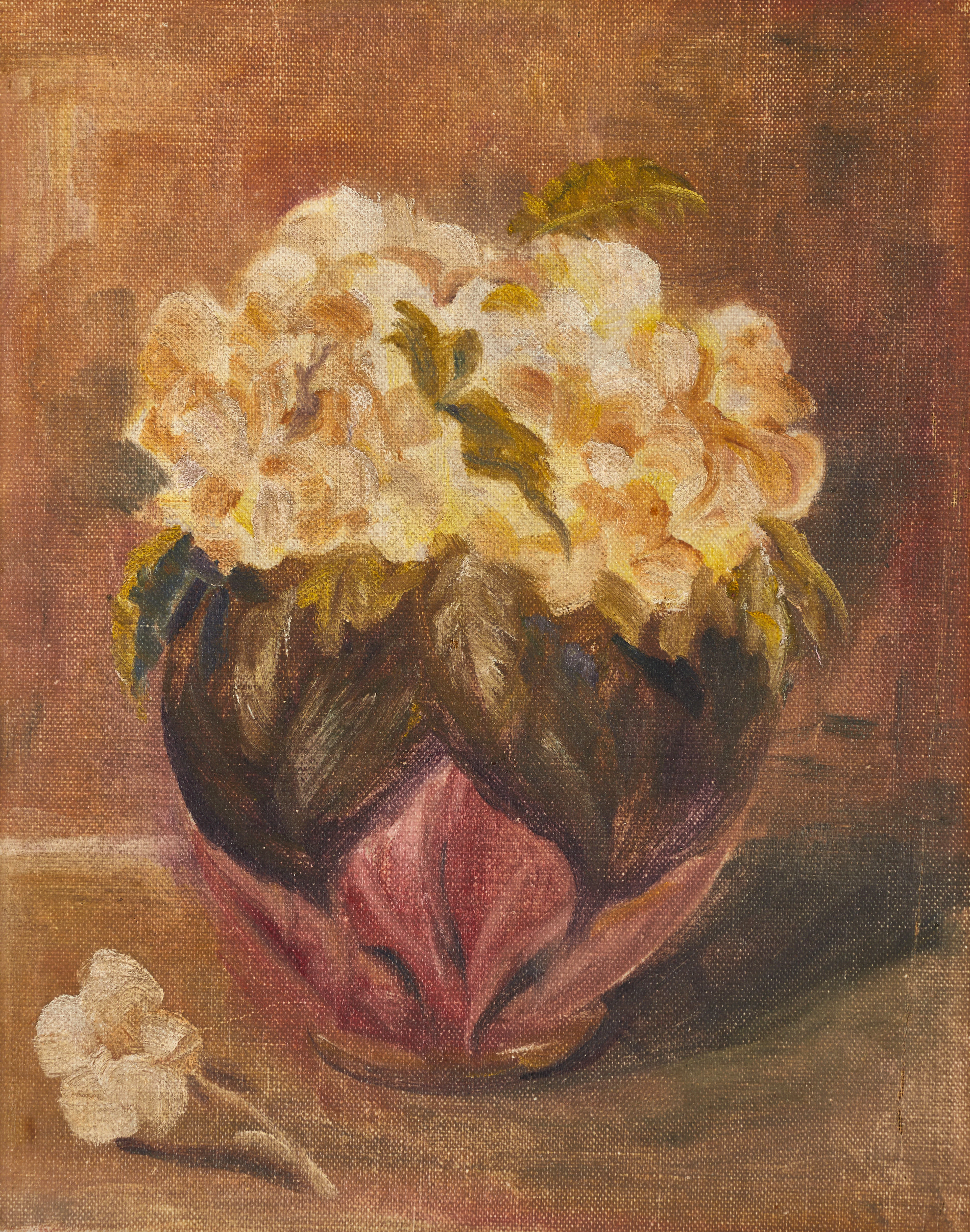 OKÄND KONSTNÄR (möjligen Norge), Blomsterstilleben, monogramsignerad