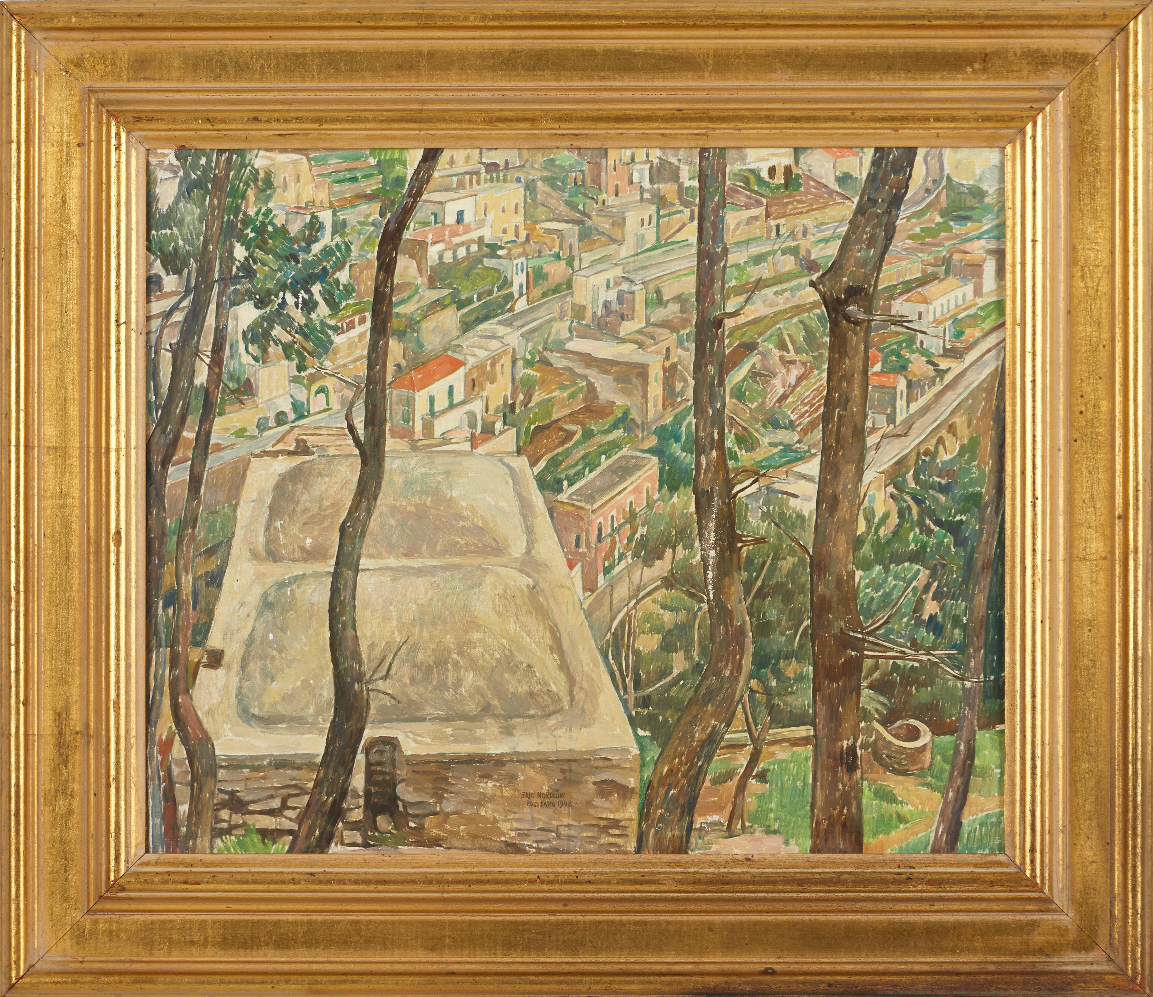 ERIC NORDLÖW (1908-1983). "Positano", signerad, daterad 1948, olja på duk.