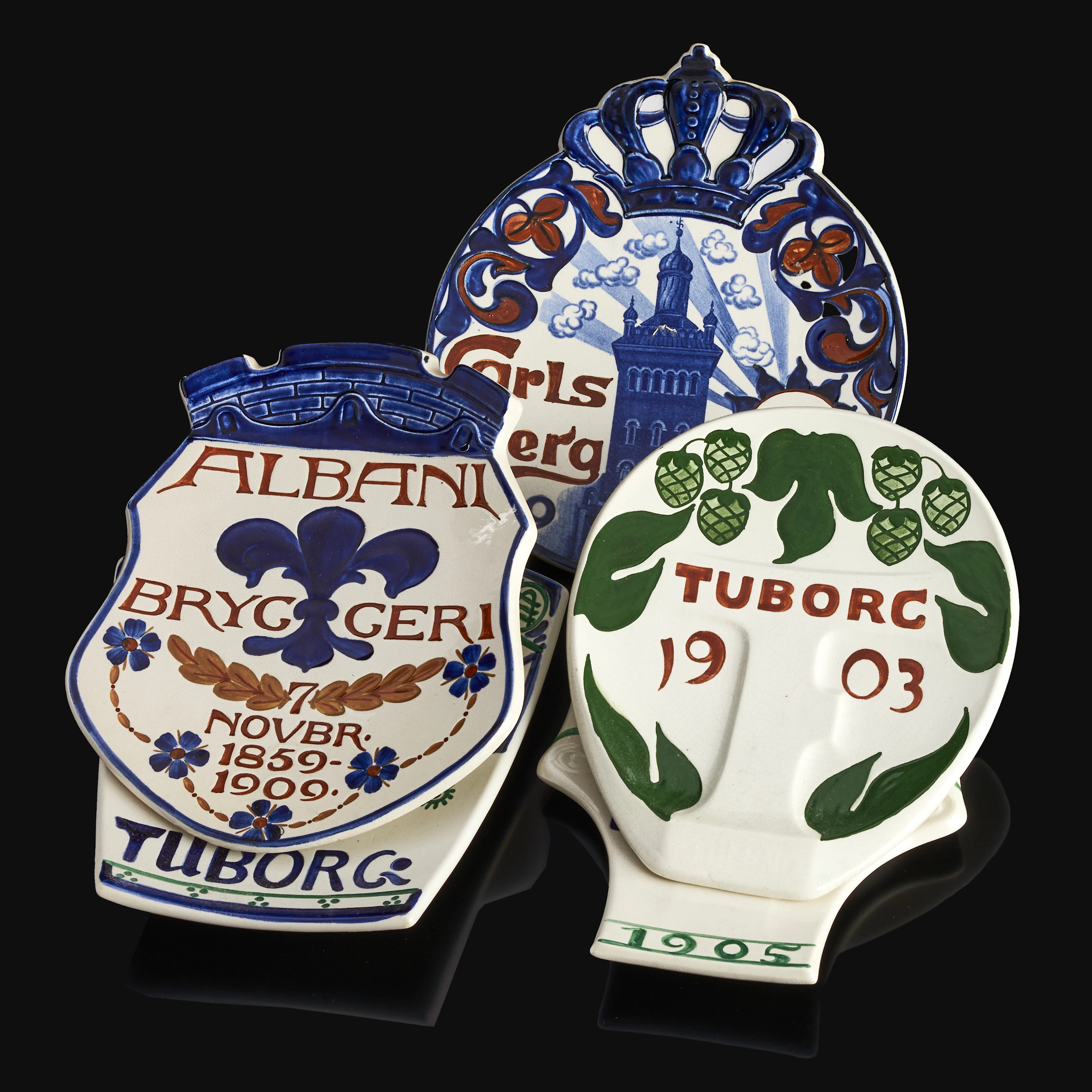 BREWERIANA, jubileumstallrikar, 5 st, 1900-talets början, Aluminia