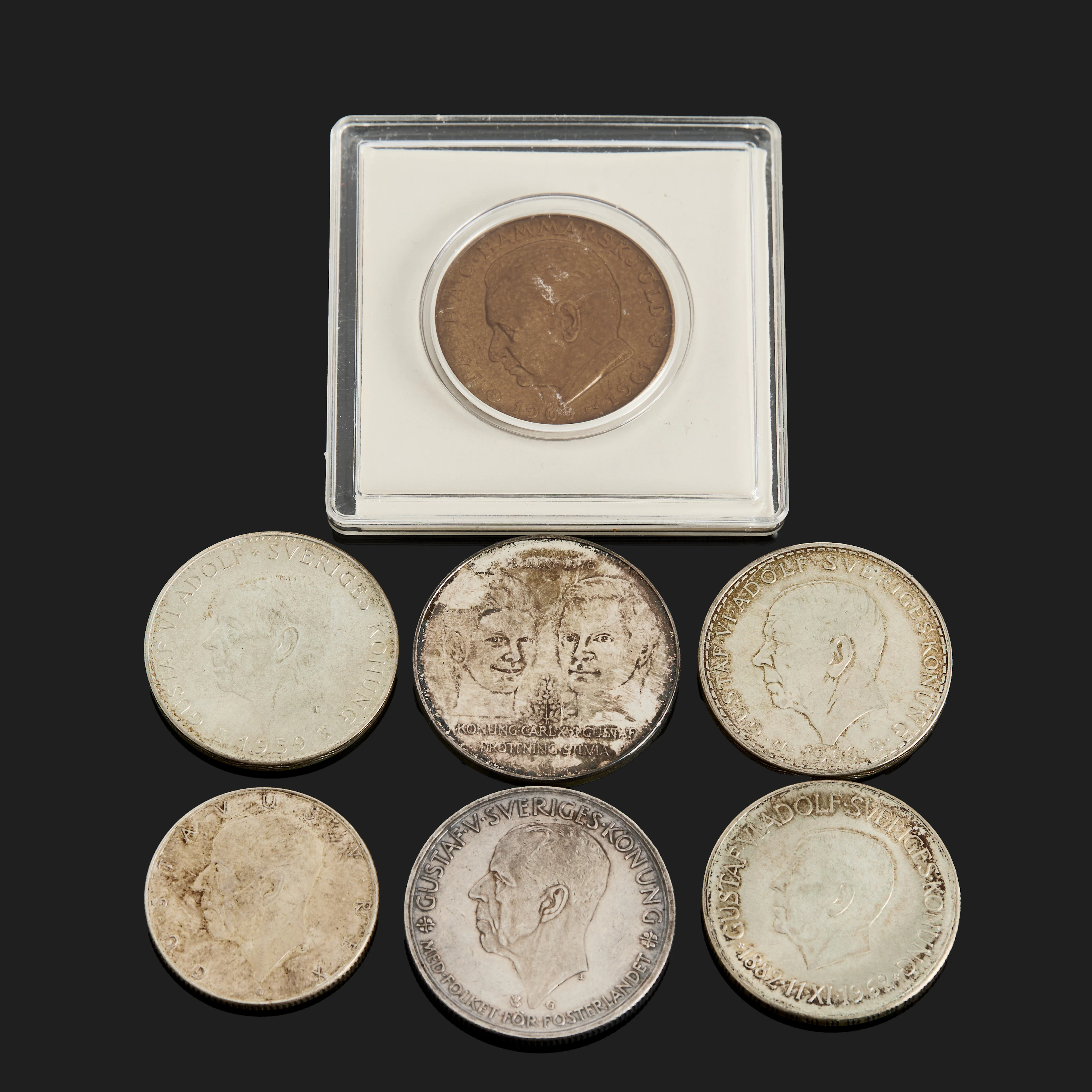SVENSKA SILVERMYNT, MINNESPENNING, brons, 7 st.
