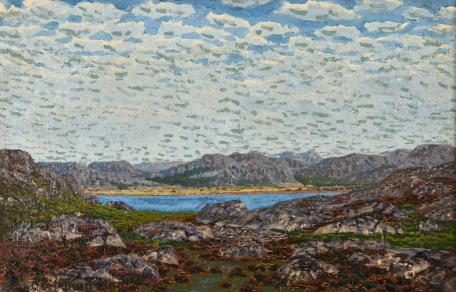 OLOF THUNMAN (1879-1944). Klippor och blått vatten, signerad, olja
