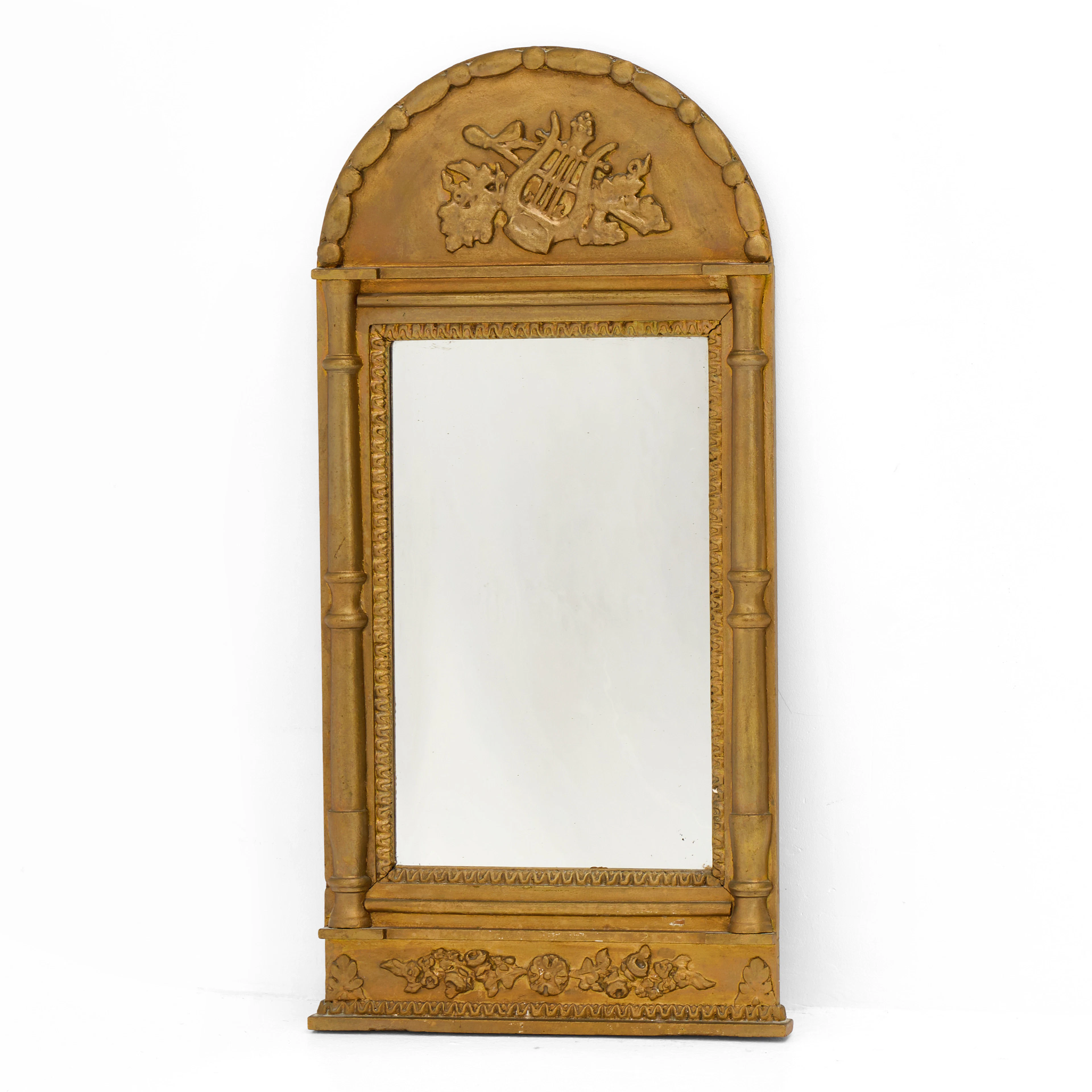 SPEGEL, senempire, 1800-talets mitt, dekor i pastellage, bronserad