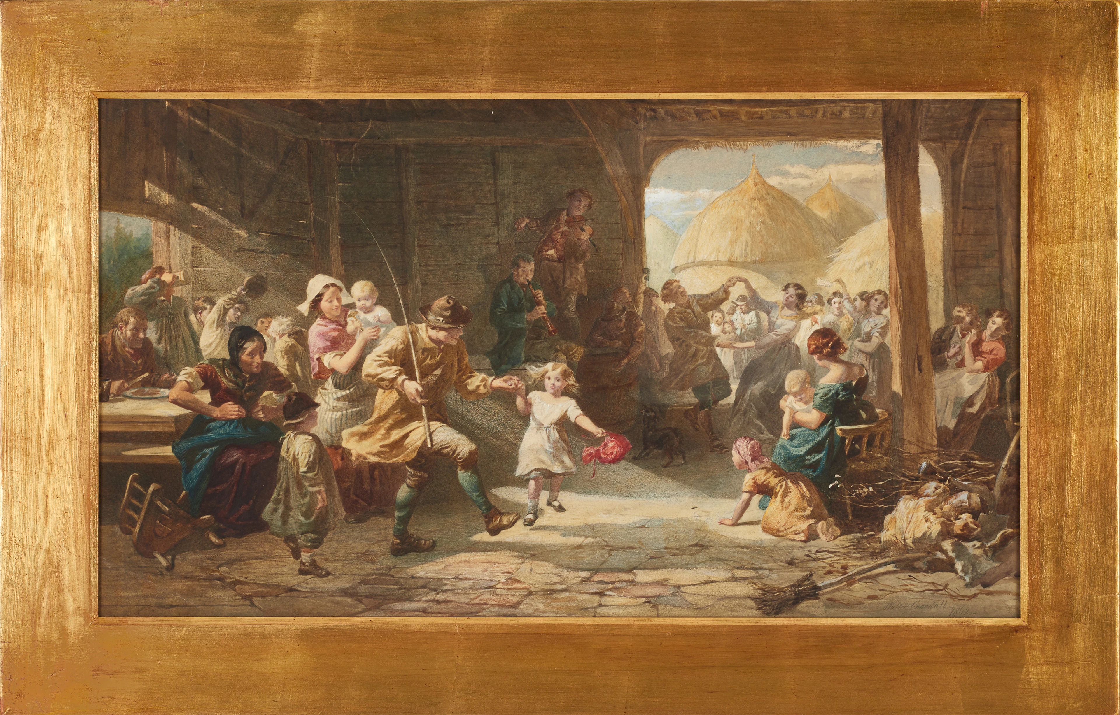 WALTER GOODALL (1830-1889). Byfest med musik och dans, signerad och