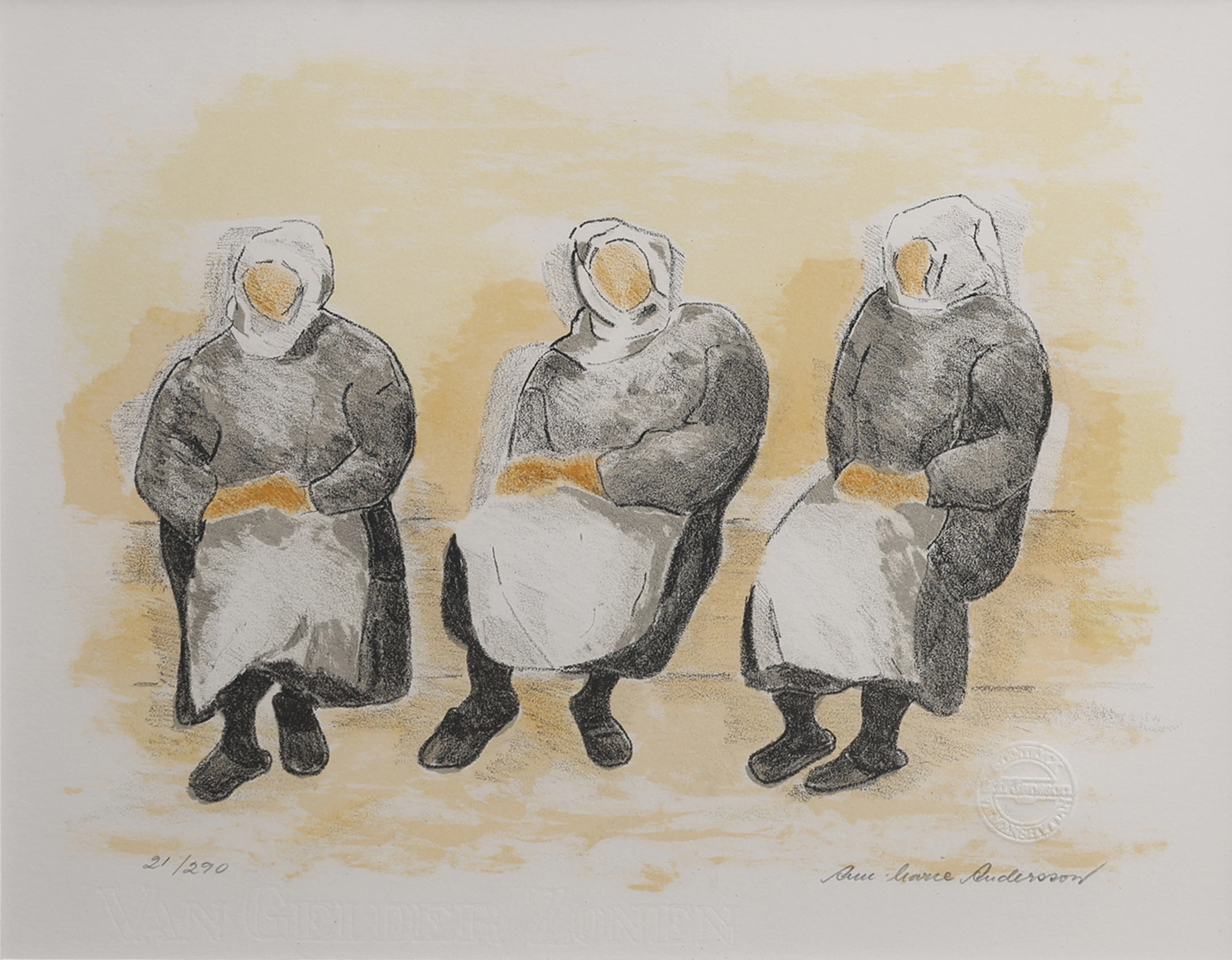 ANN-MARIE ANDERSSON. TRE SITTANDE KVINNOR.