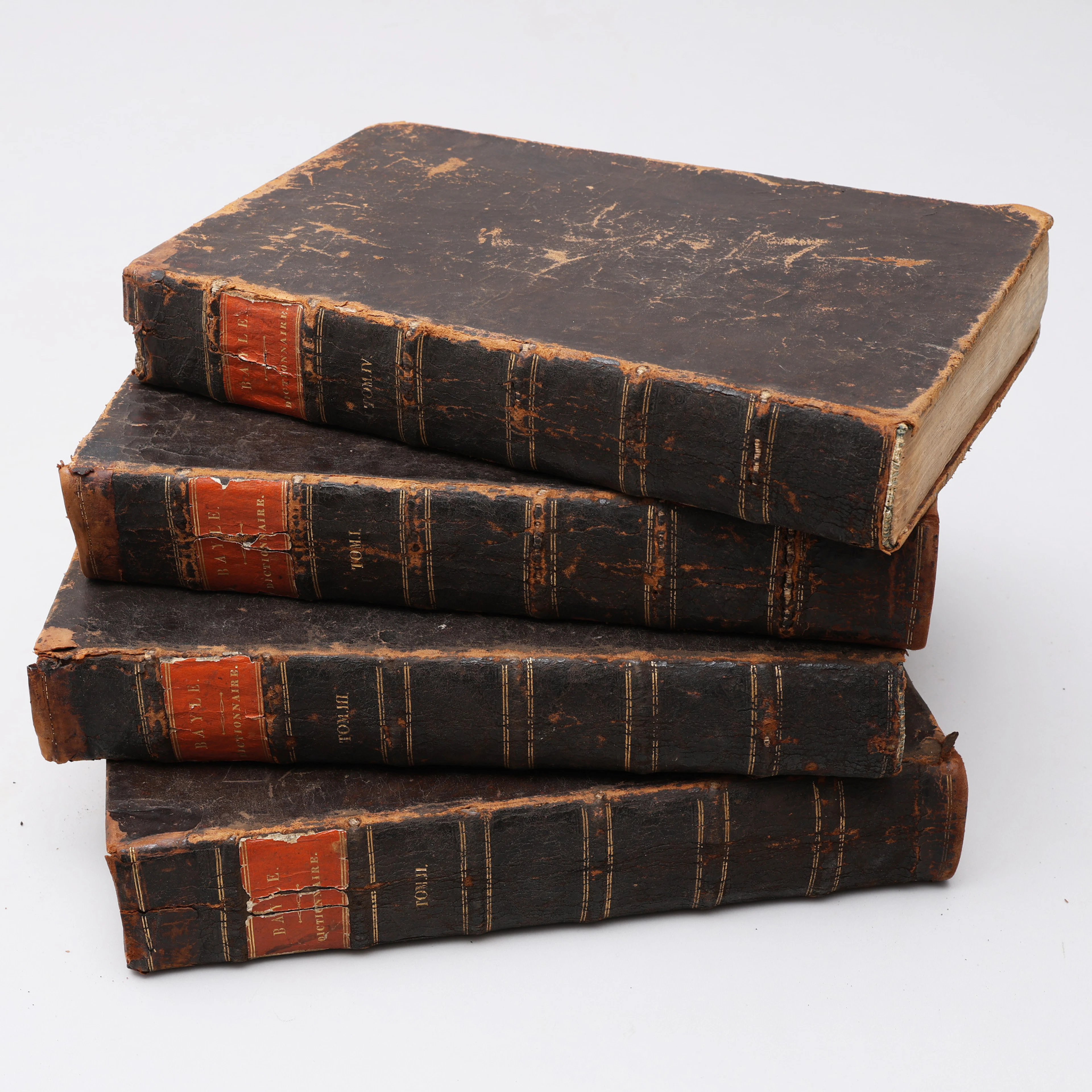 PIERRE BAYLE'S DICTIONAIRE HISTORIQUE ET CRITIQUE I FYRA VOLYMER 1740.