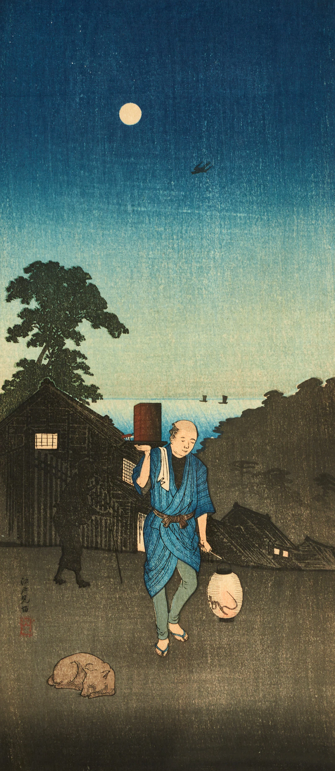 TAKAHASHI SHOTEI (1871-1945), Edomizaka, träsnitt.