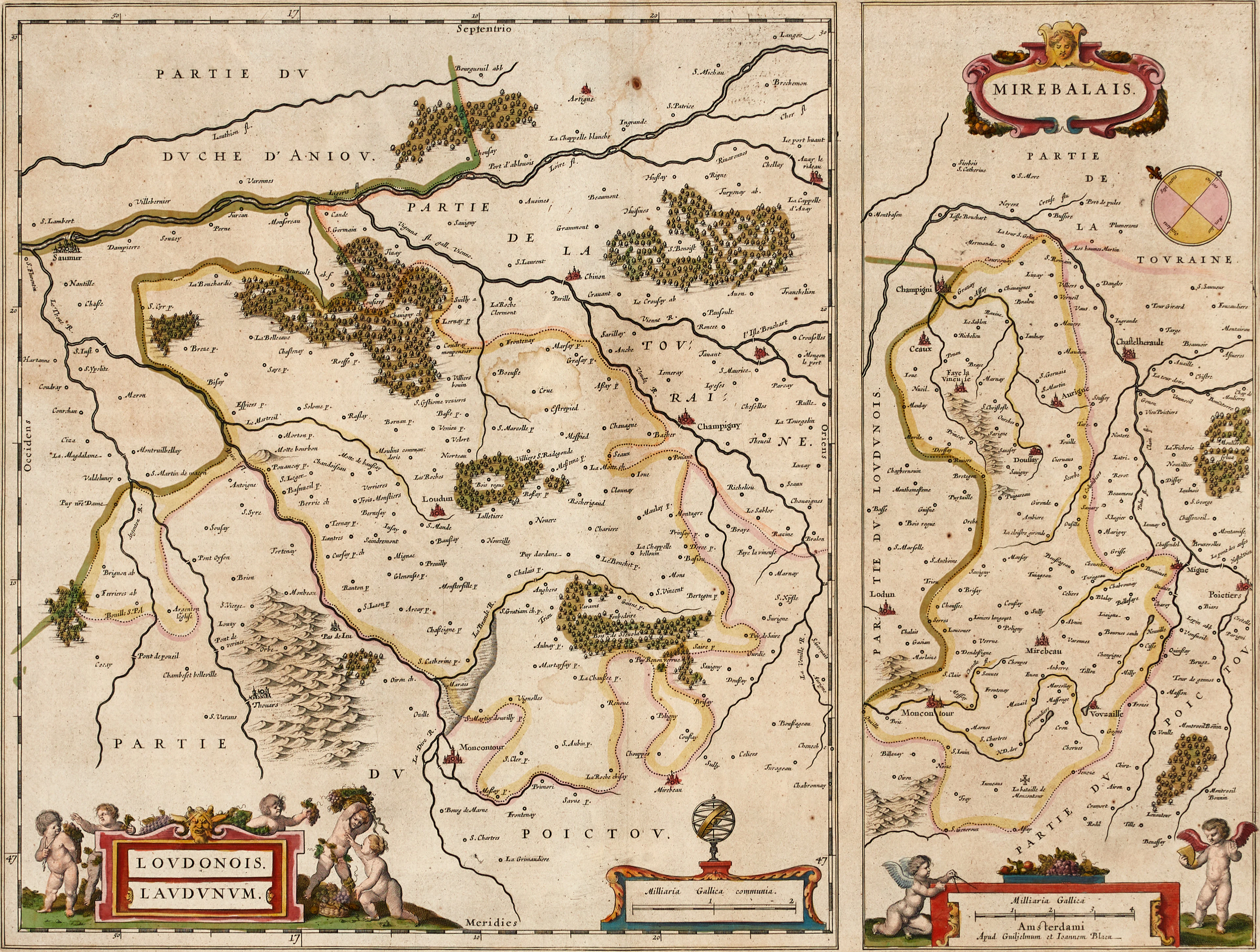 BLAEU, Loudonois, Mirebalais, ca 1650-60.