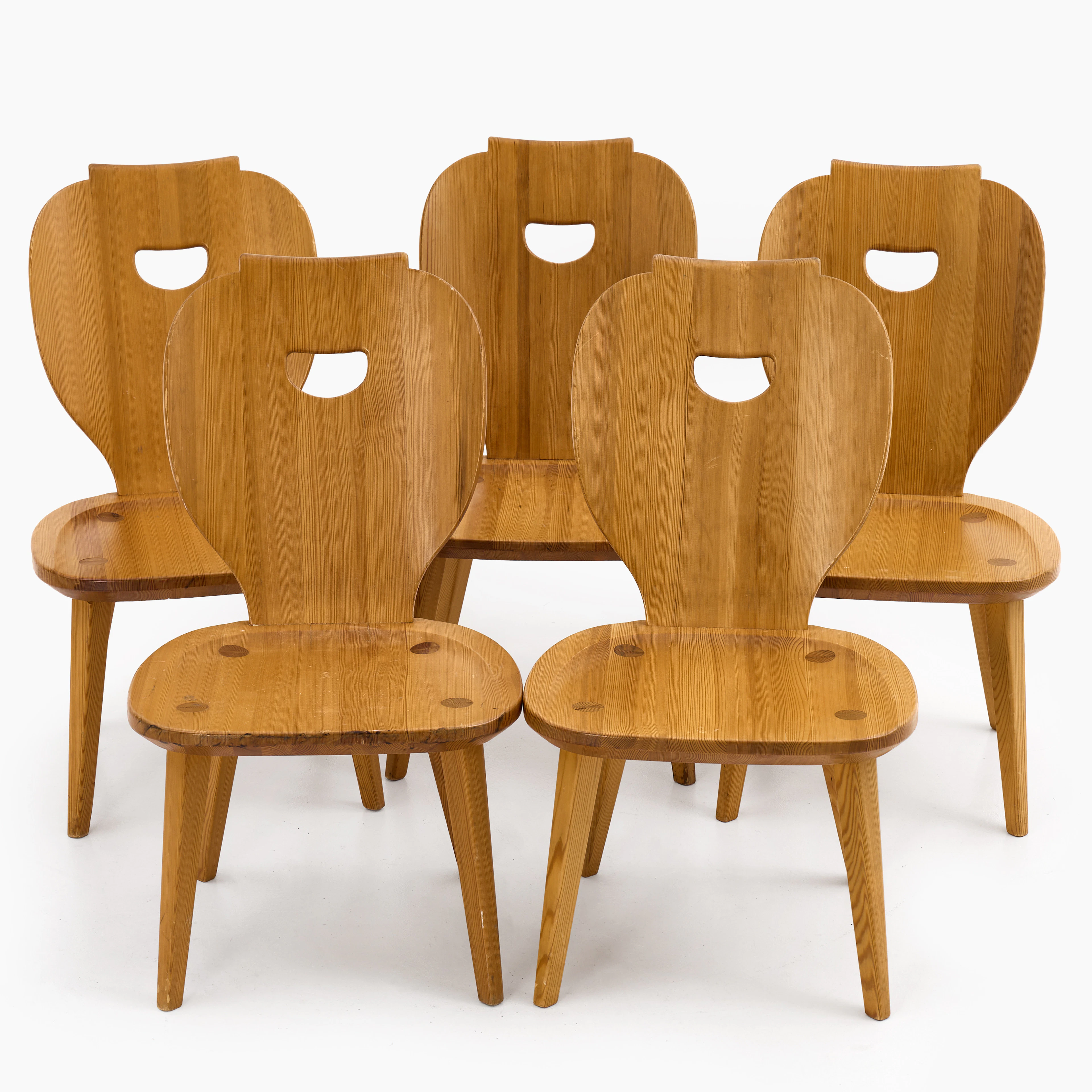CARL MALMSTEN (1888–1972). Stolar, 5 st, "Brasstolar", Svensk Fur