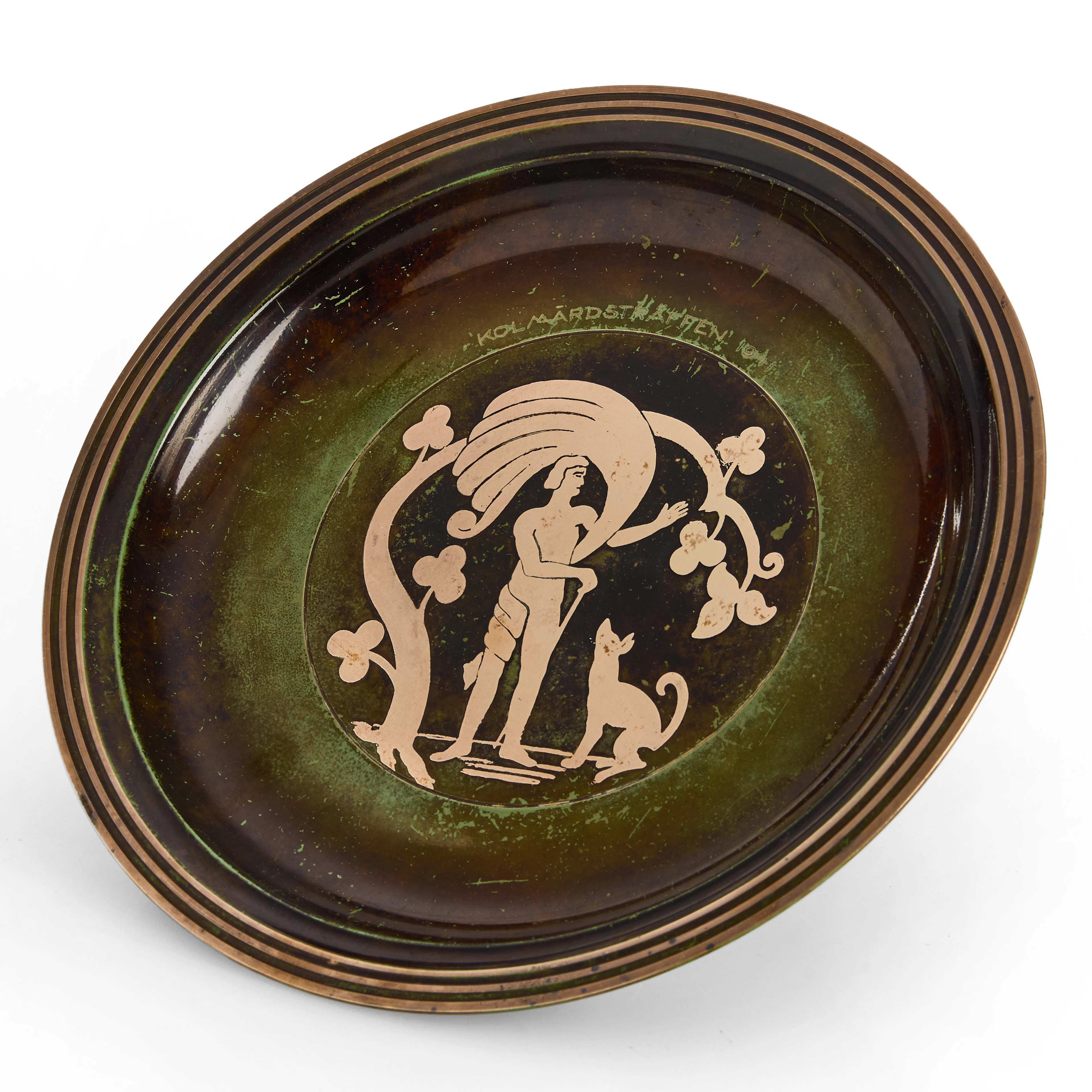 HOLGER FRIDERICIAS. Fat, Art Deco, Danmark, 1930/40-tal. Patinerad