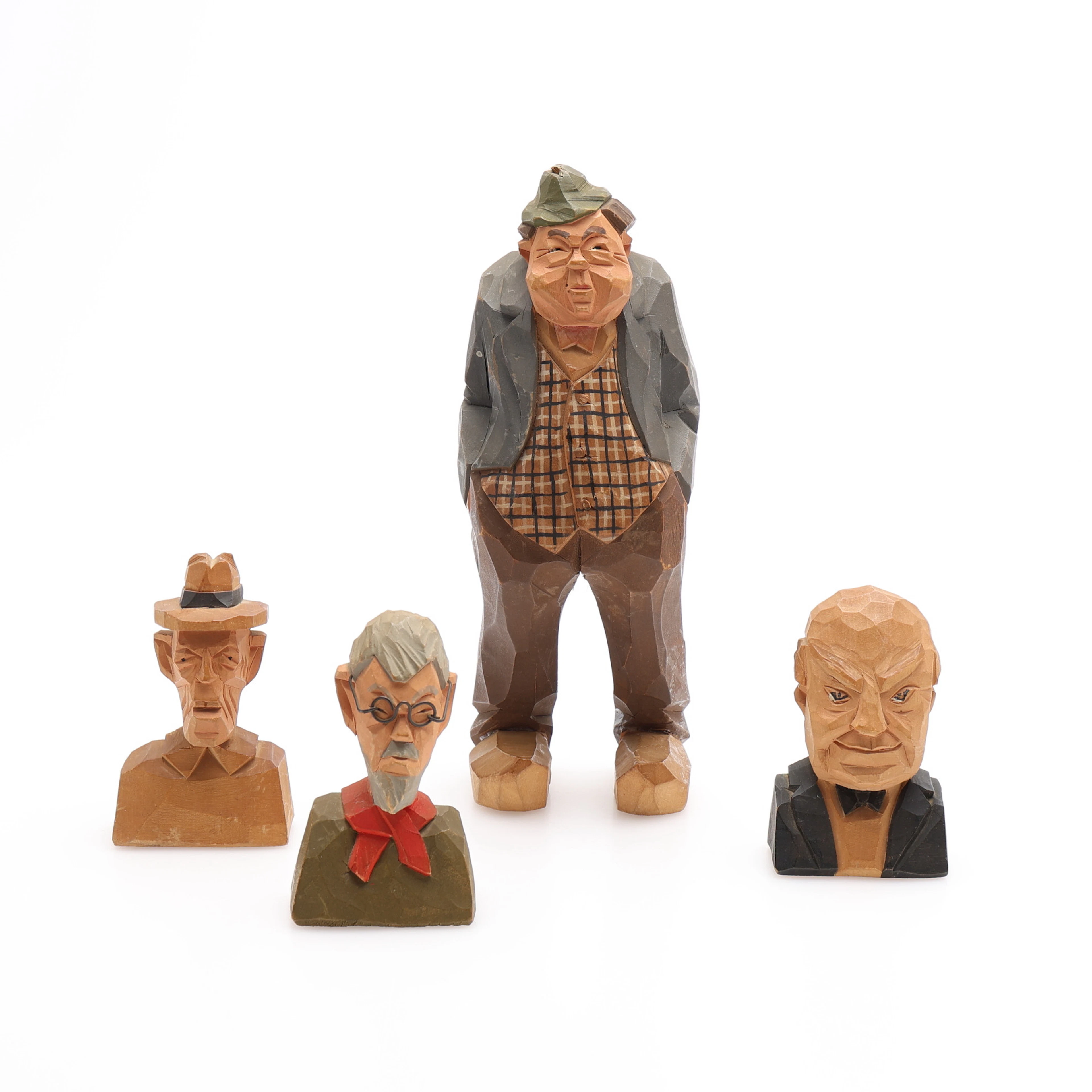 SVEN & NILS GUNNARSSON. TRE SNIDADE BYSTER OCH EN HELFIGUR, TRE SIGNERADE.
