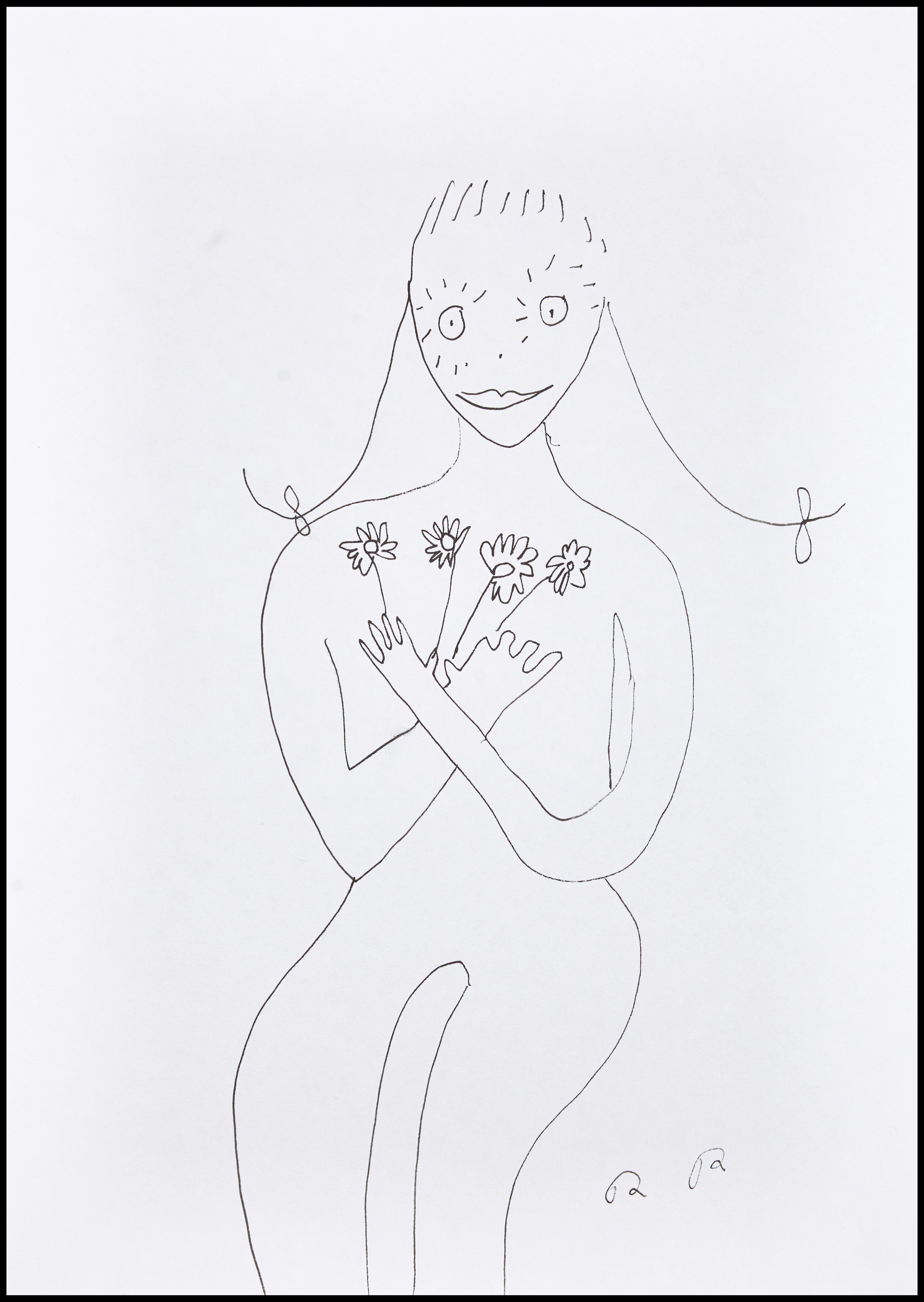 ROGER RISBERG (Sverige, Göteborg, 1956-2011). Flicka med blommor