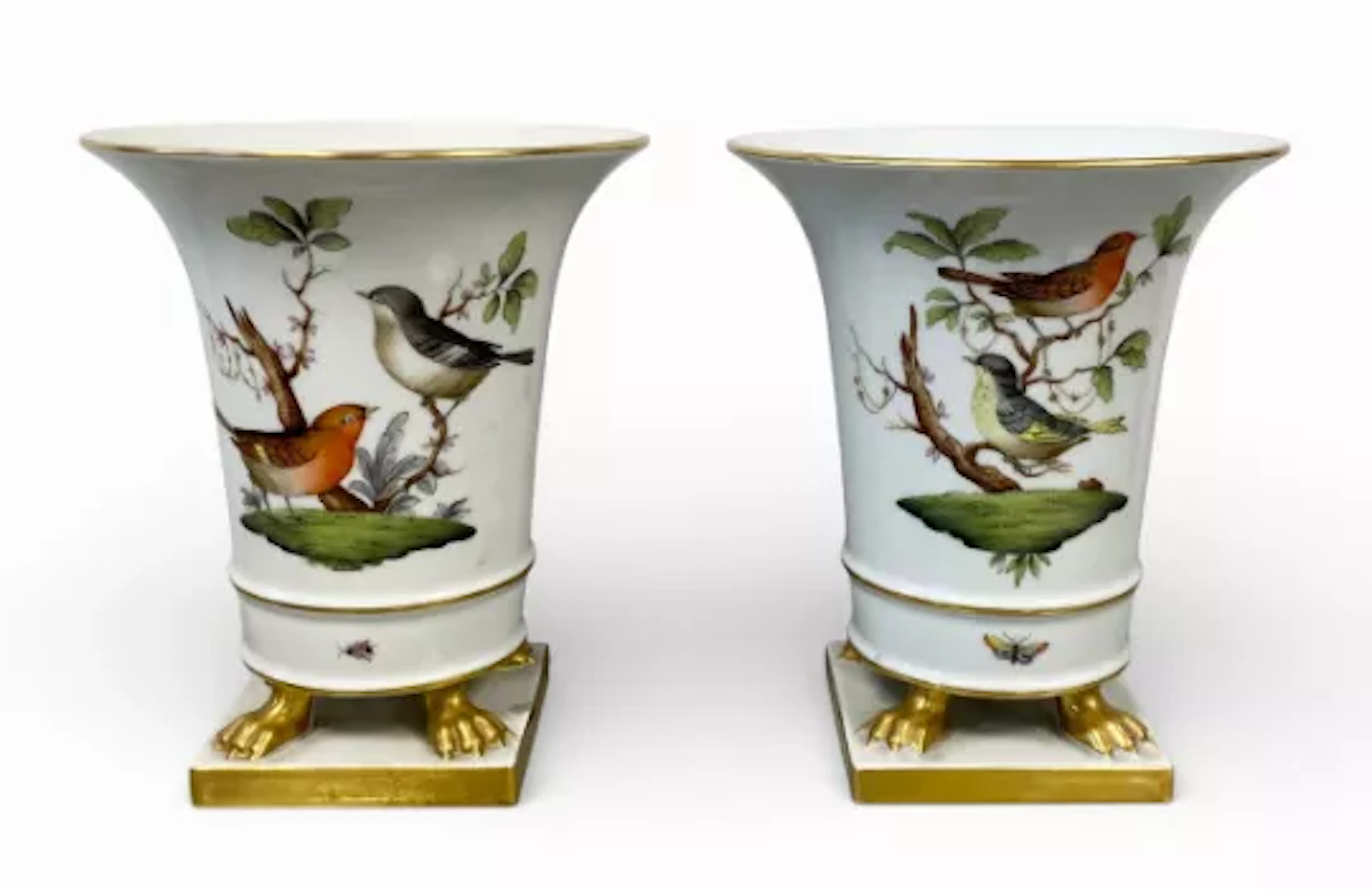 A pair of 20th century hand painted Rothschild Bird pattern Herend