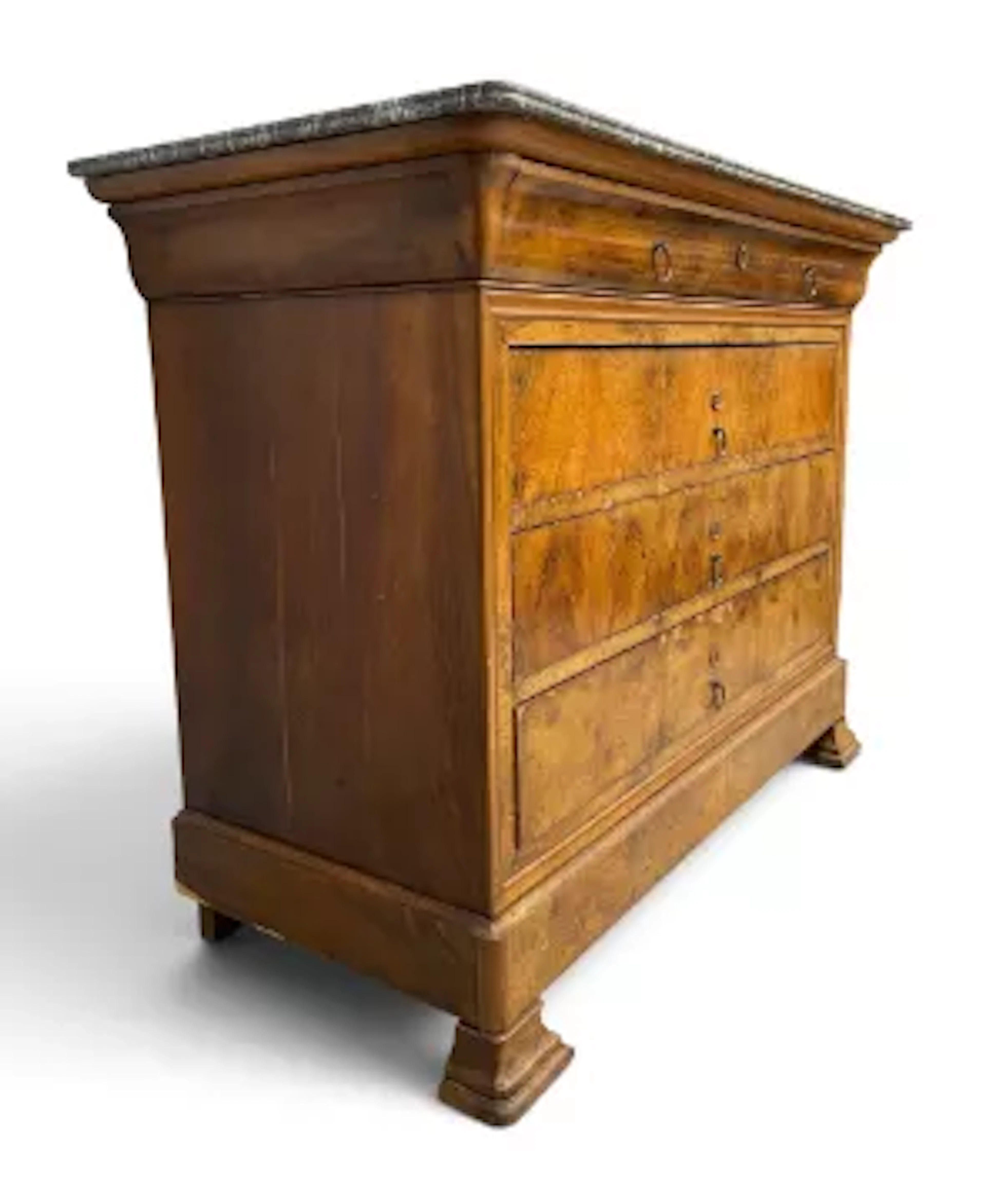 A 19th century Louis Philippe burr walnut commode with grey veined