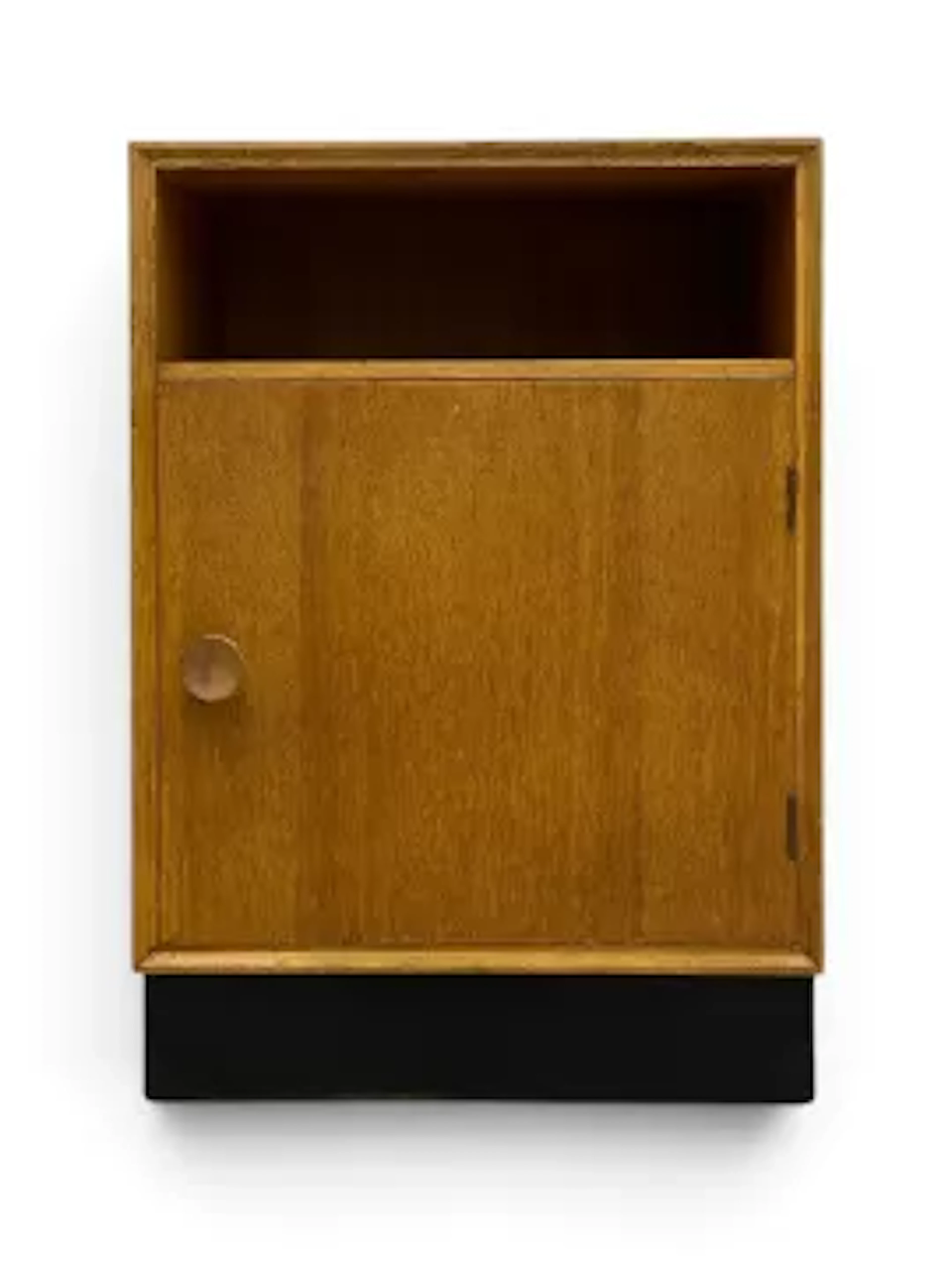 A mid century teak Meredew bedside cabinet with maker's label. H.64
