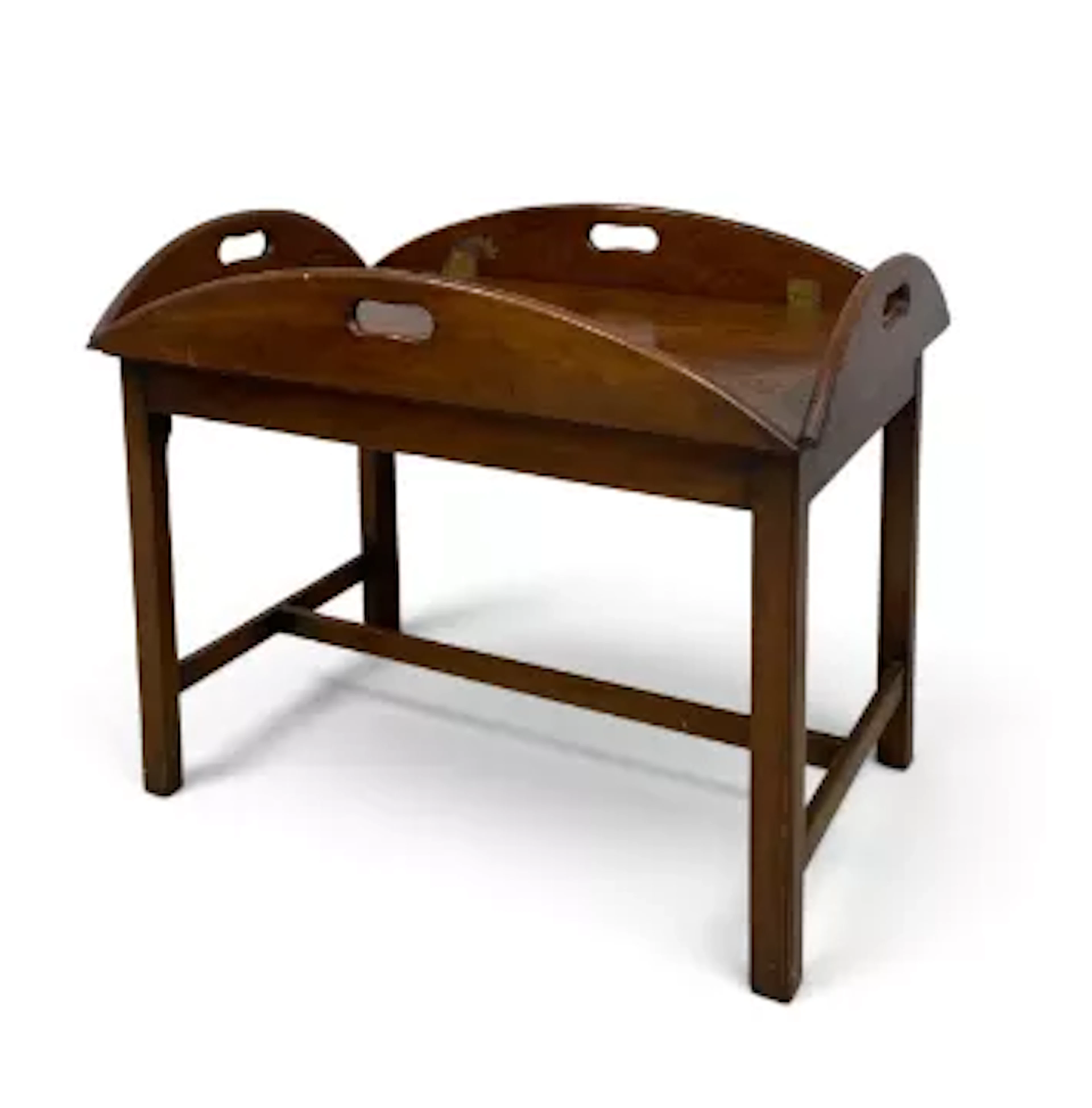 A 19th century mahogany folding butlers tray on stand. H.60 x W.74 x D.49cm