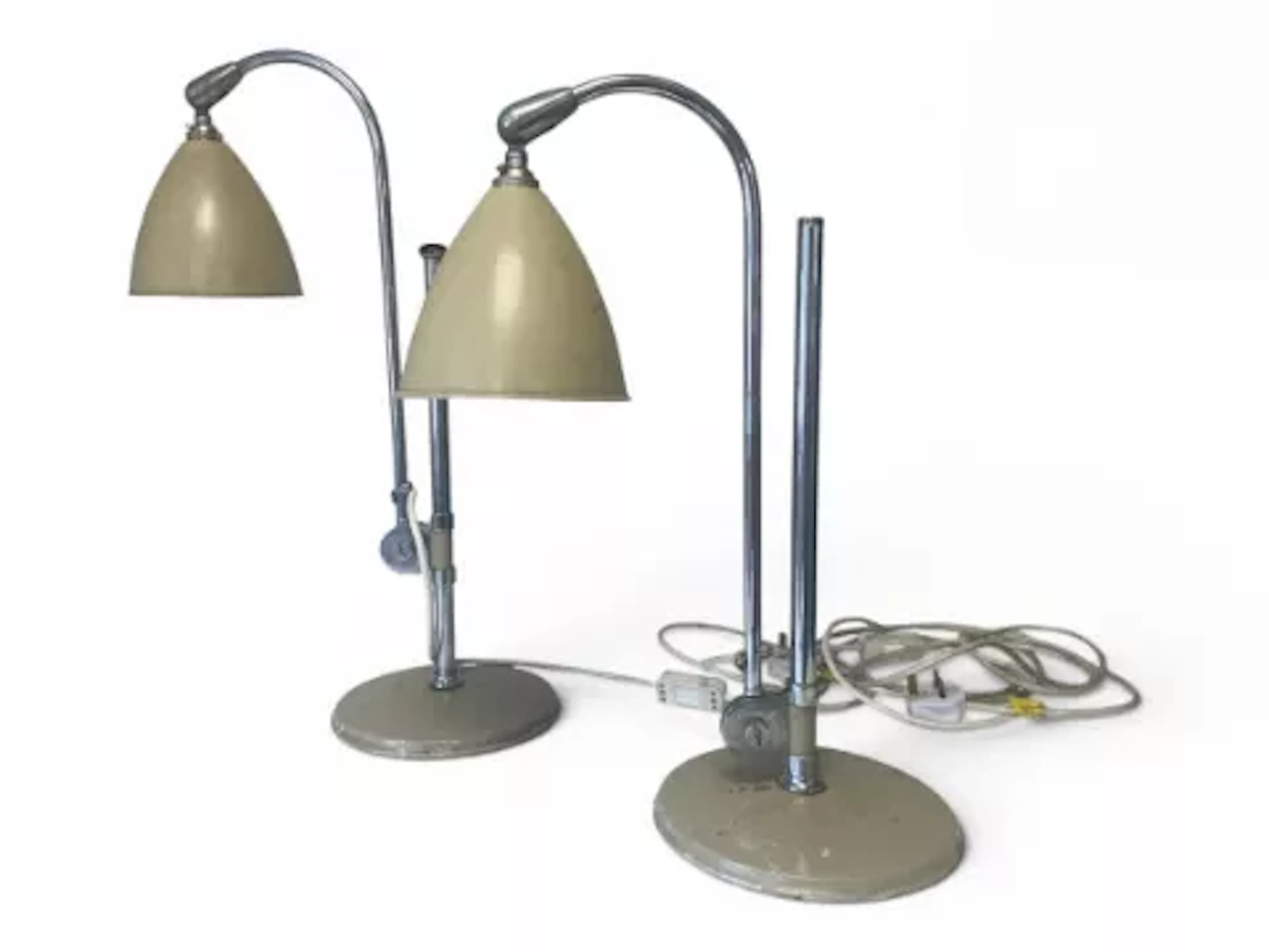 A pair of early to mid 20th century industrial Bauhaus style desk