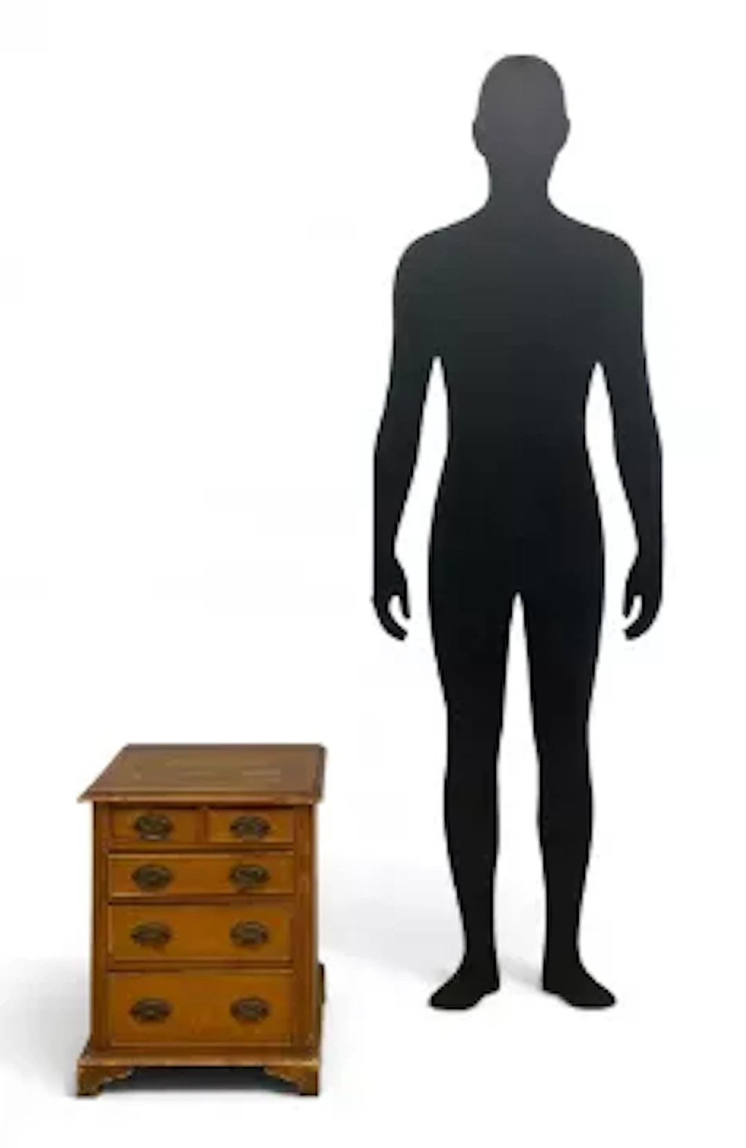 A small 19th century pine chest of two short over three long graduating