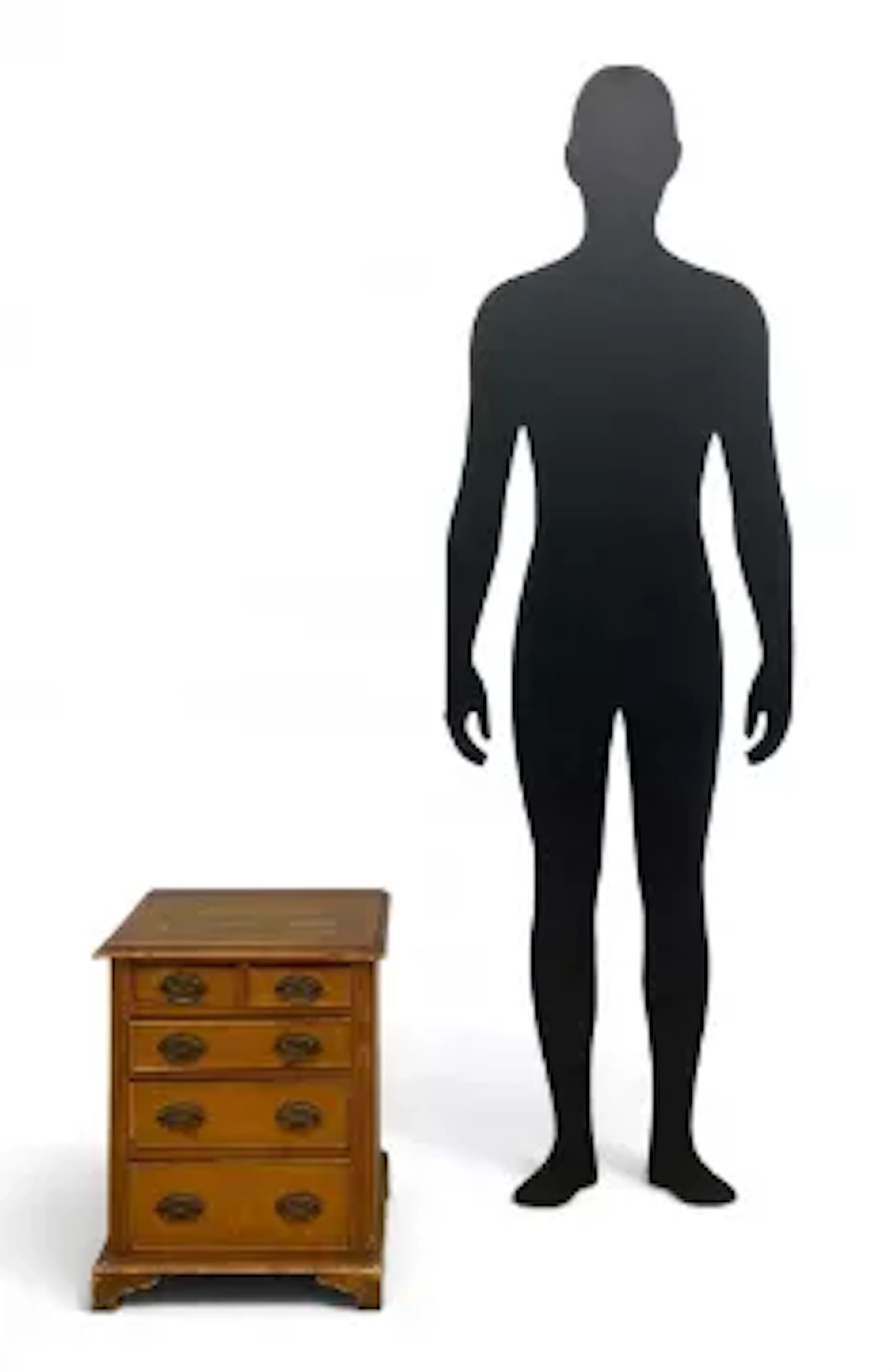 A small 19th century pine chest of two short over three long graduating