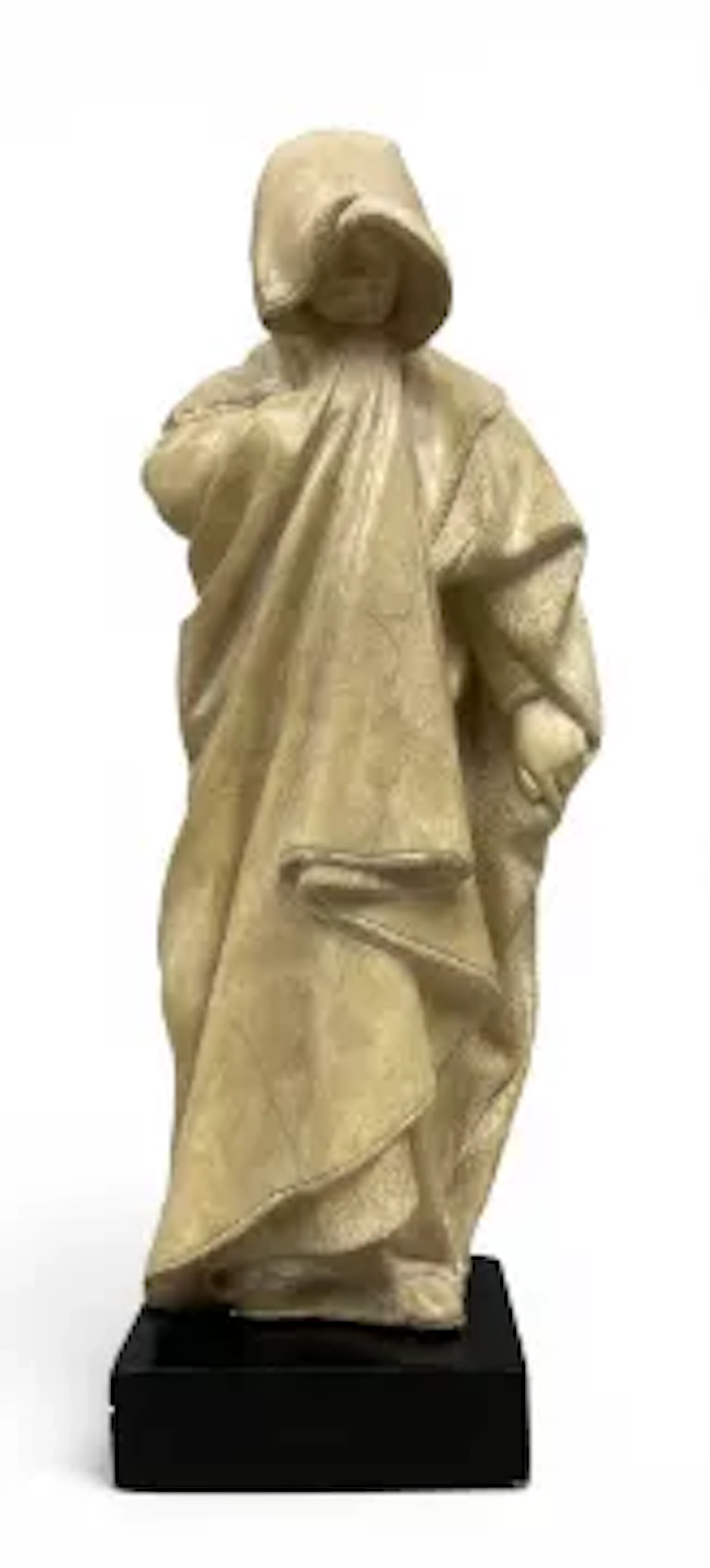 A patinated plaster Mourner of Dijon figure after the original 14th/15th