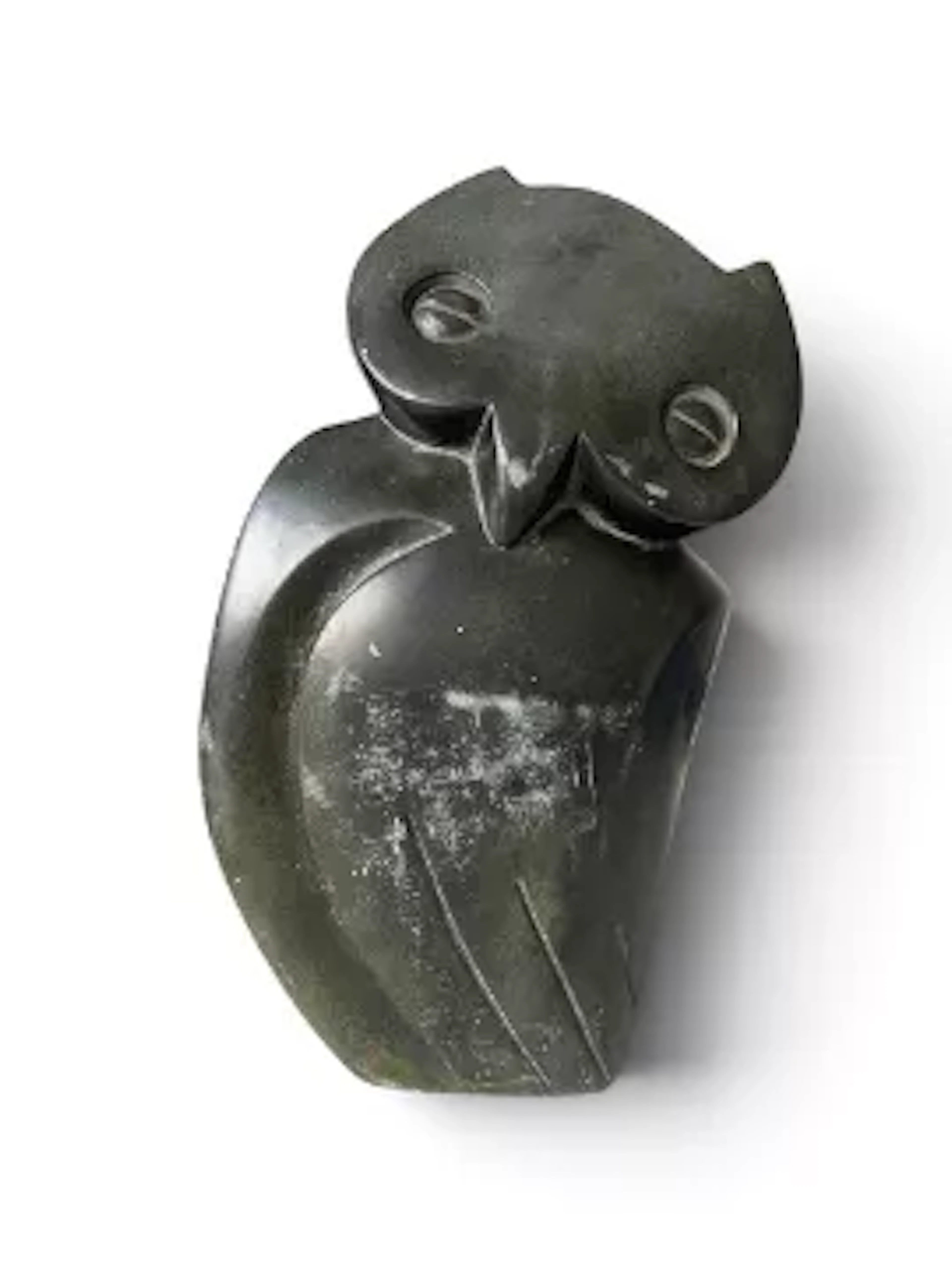 Zachariah Njobo (b.1962), a carved stone sculpture of an owl, signed