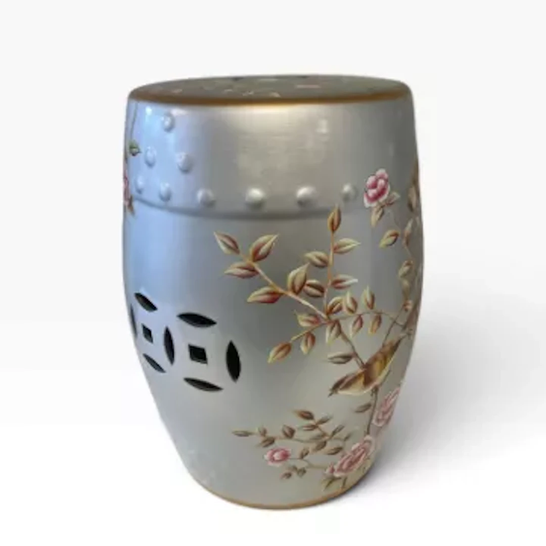 A Chinese porcelain drum garden seat hand decorated with birds and