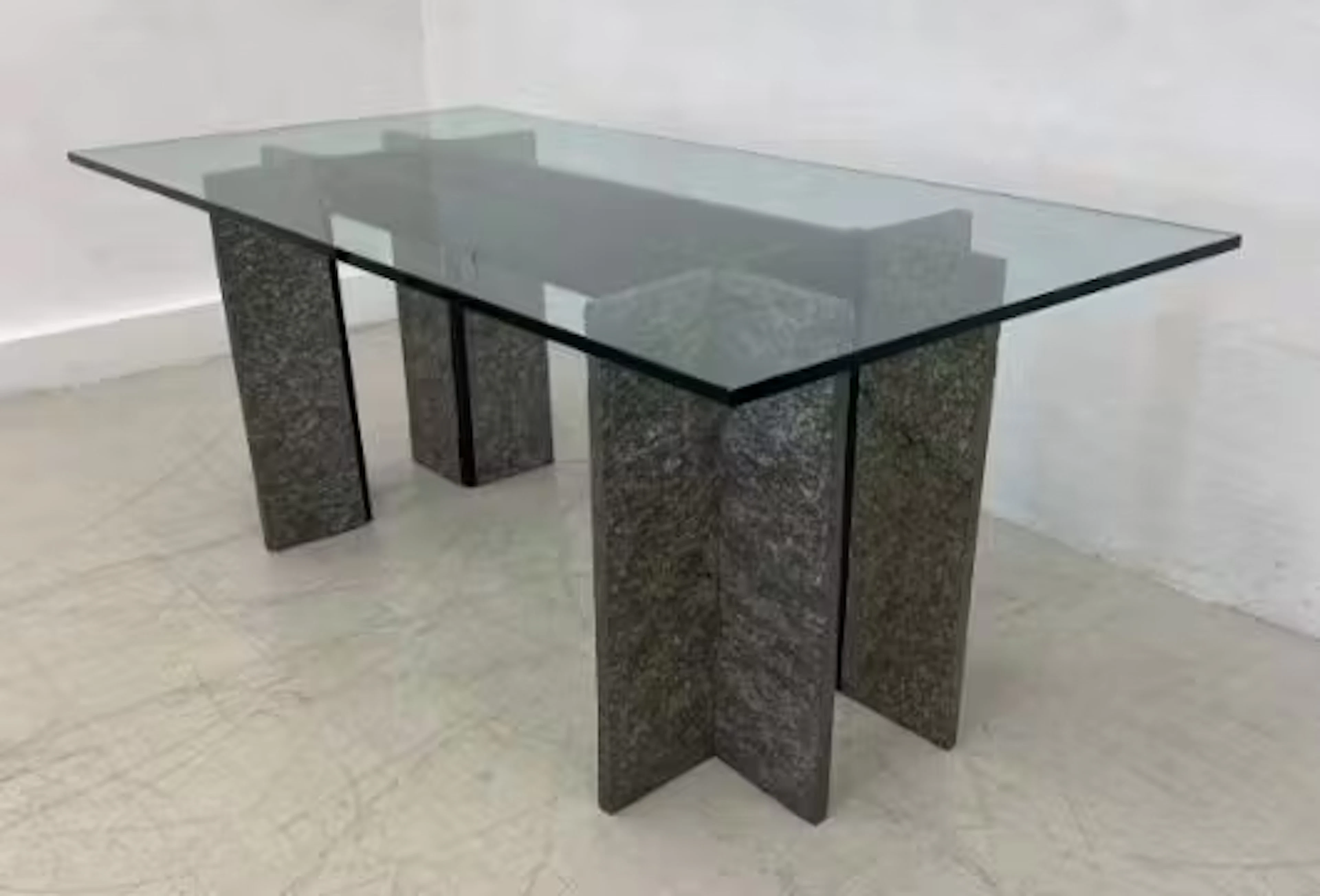 A contemporary brutalist style writing desk or dining table having