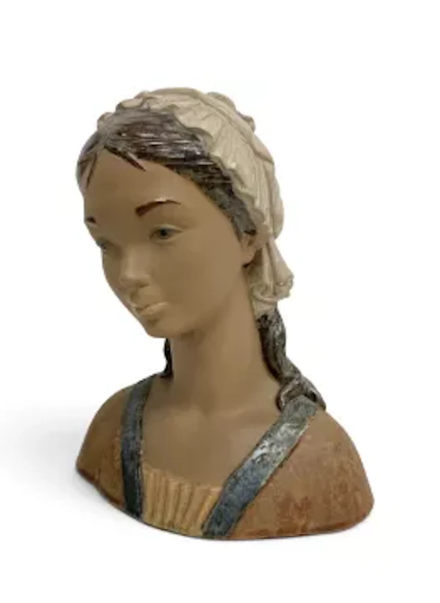 A Lladro porcelain bust 'Little Girl', marked to the base. H.35cm.