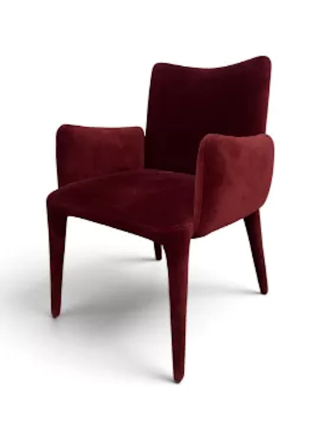A modern velour upholstered armchair in the style of Paolo Buffa and
