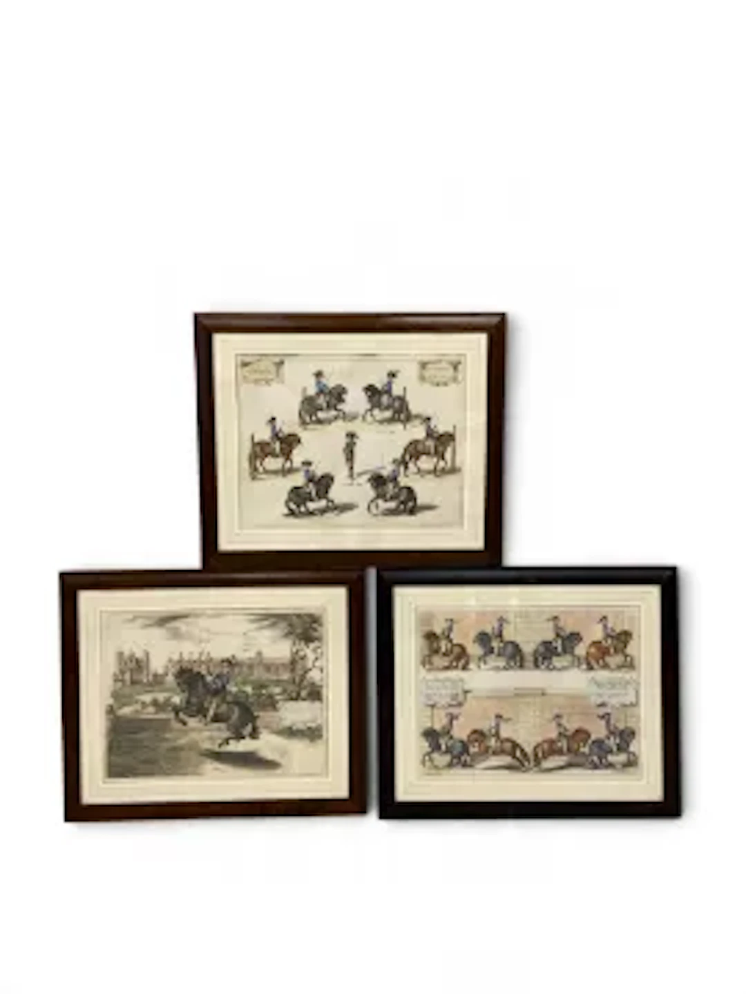A set of three 19th century framed and glazed etchings of 'The Method
