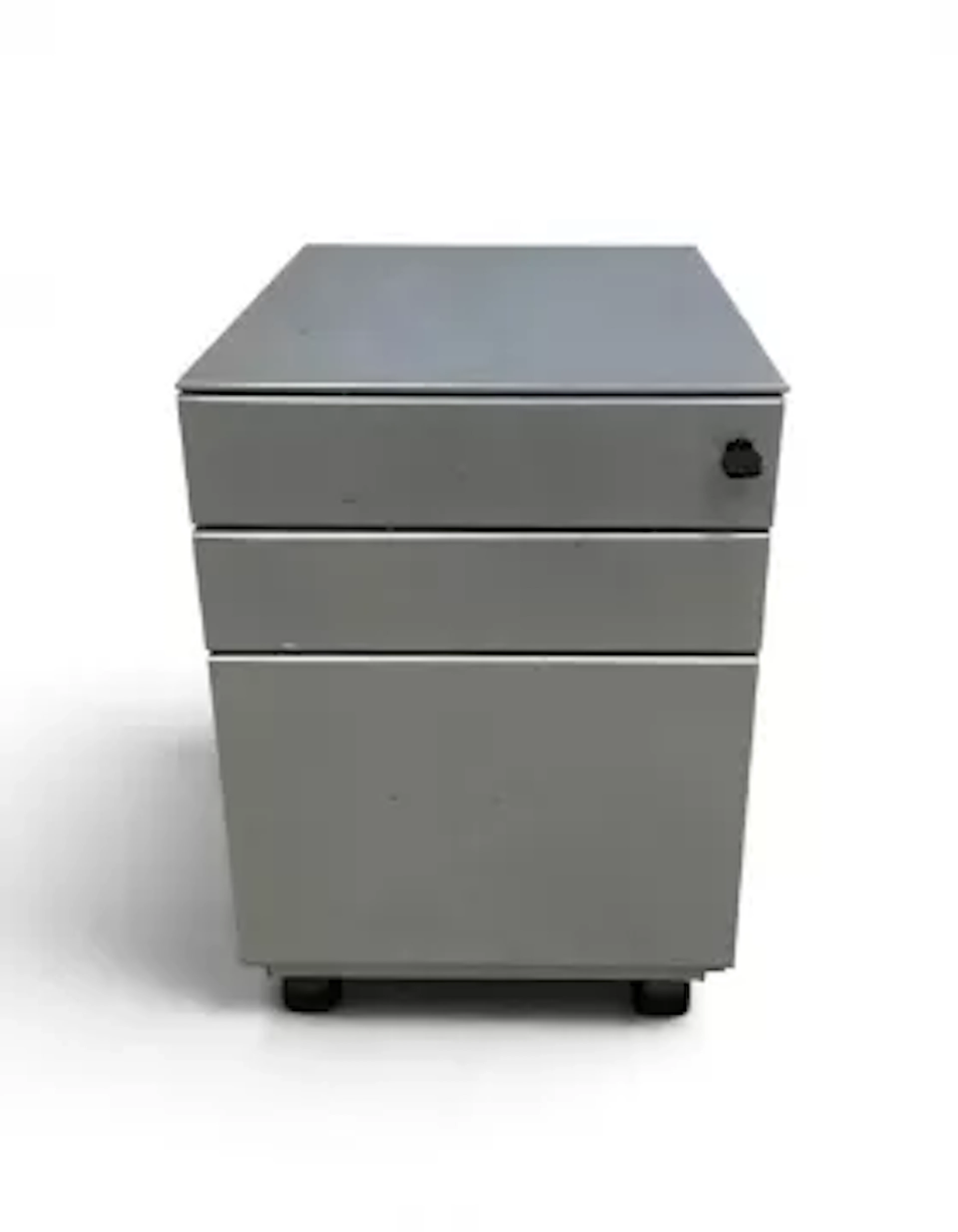 A small modern metal filing cabinet. H.59 x W.42 x D.57cm