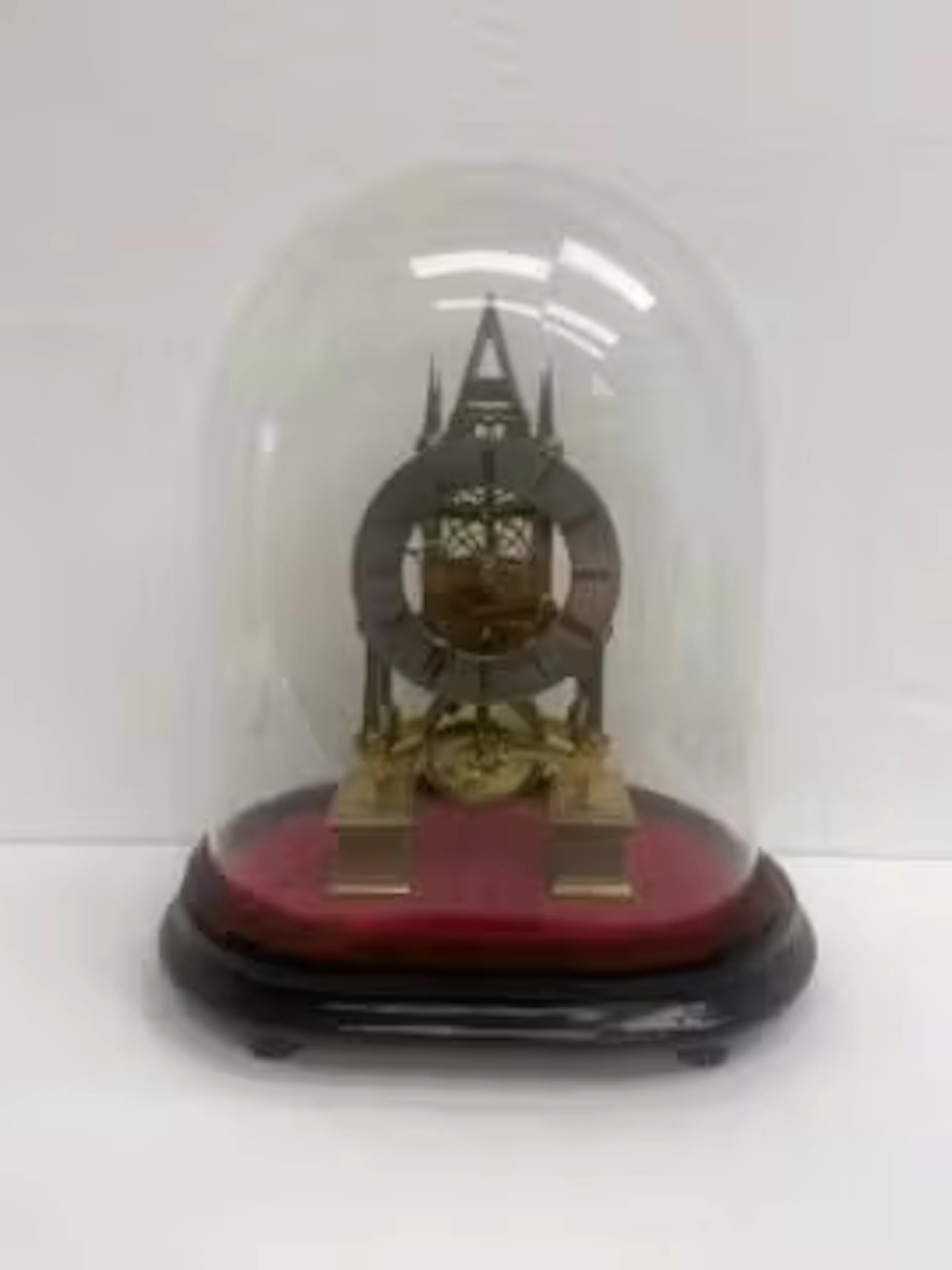 A 19th century brass skeleton clock, the steel dial marked Barling