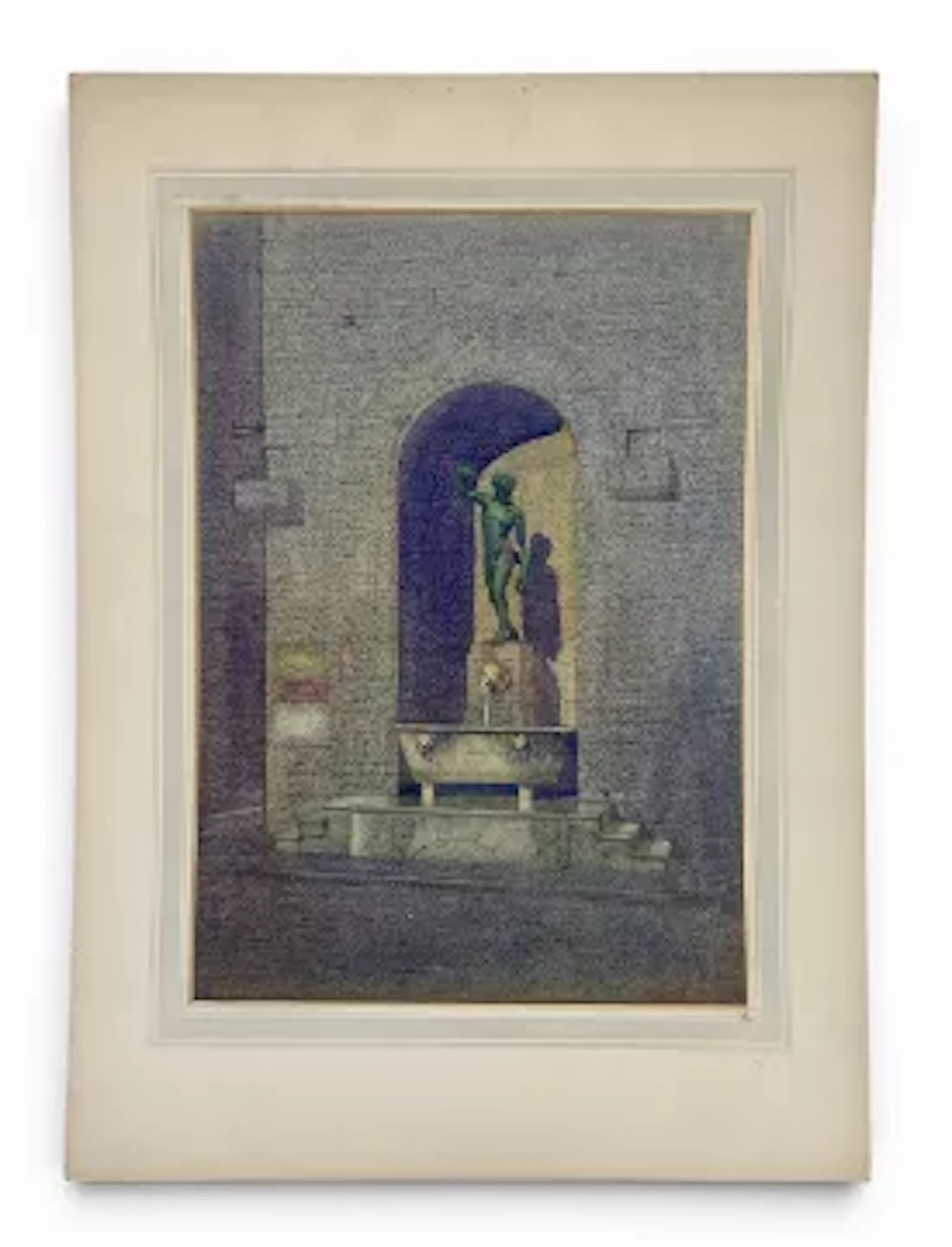 A 20th century watercolour depicting the Mannerist bronze statue of