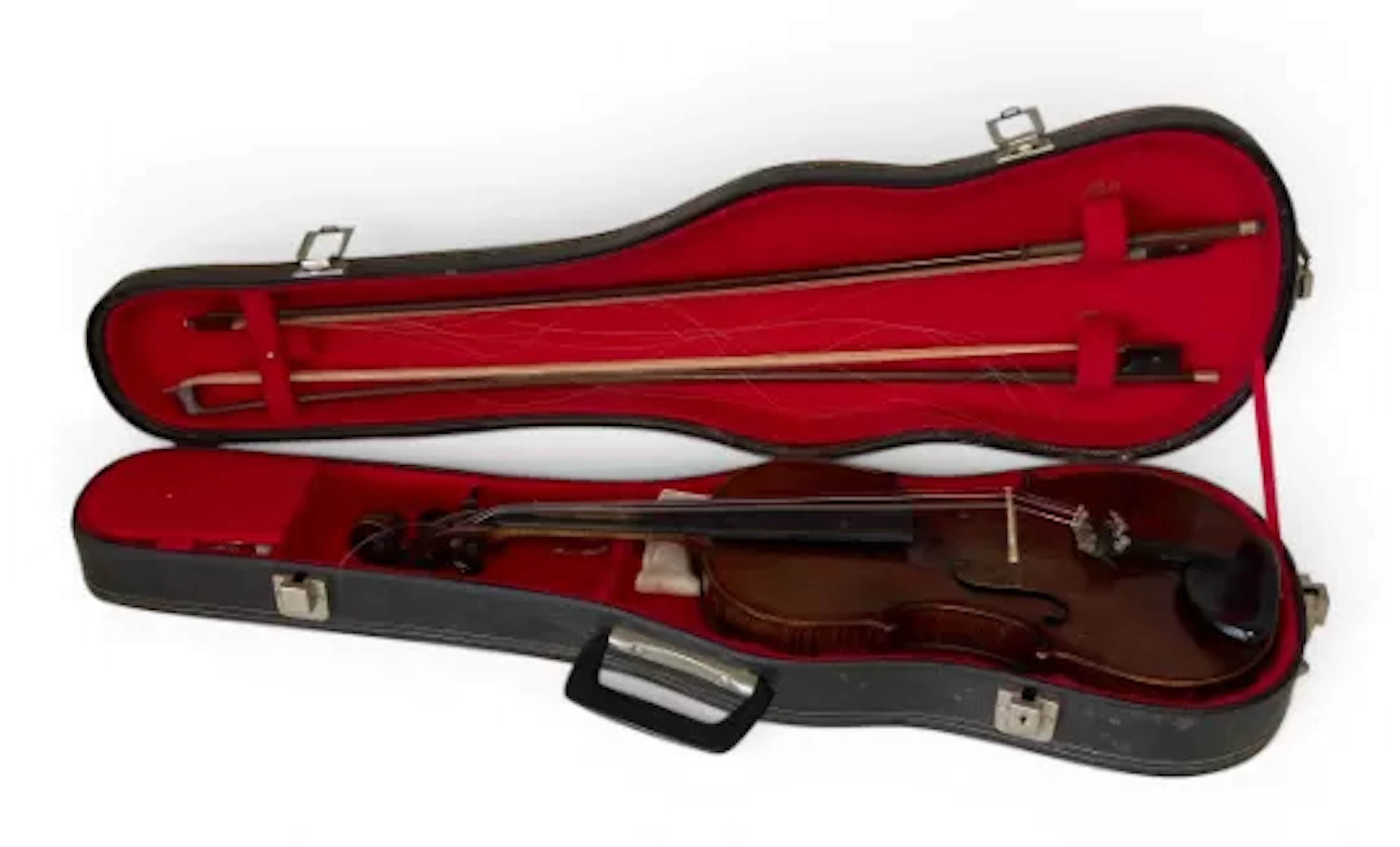 A 19th century cased violin with a one-piece maple back after Andrea