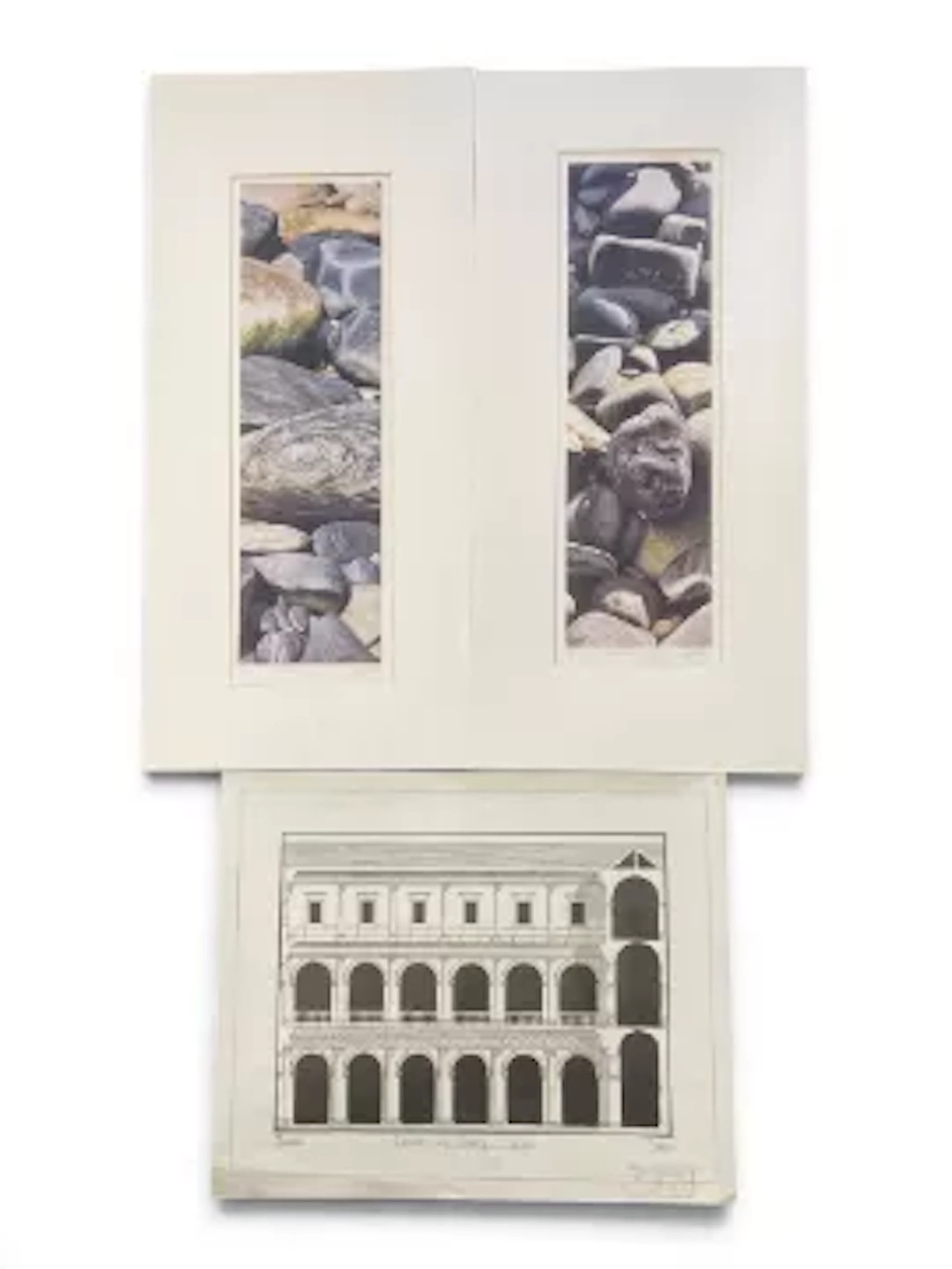 Group of prints including an architectural line drawing 'Palladio