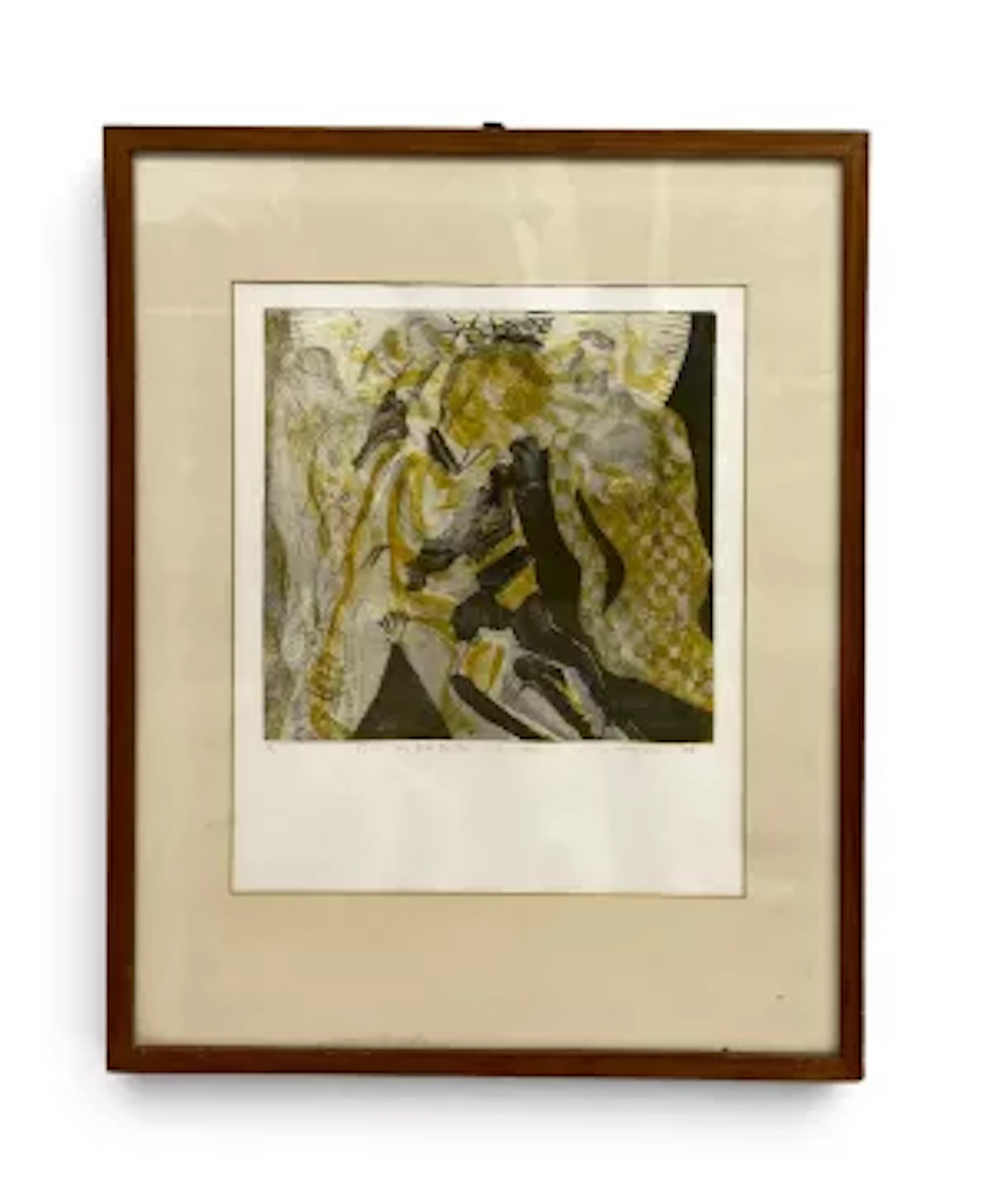 A coloured etching 'Christ rising from the leaf one of a series' from