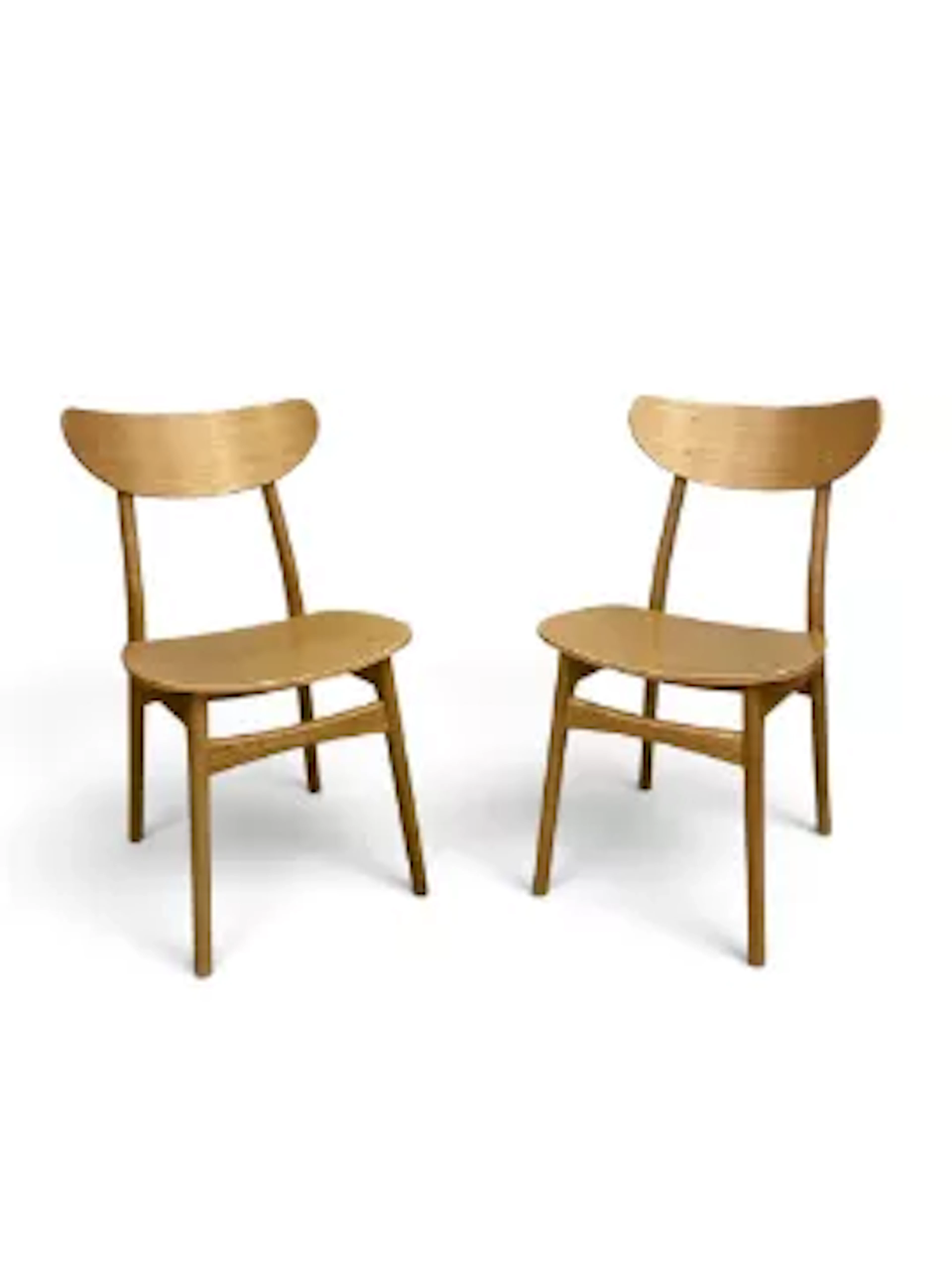 A pair of contemporary light oak John Lewis dining chairs in mid century