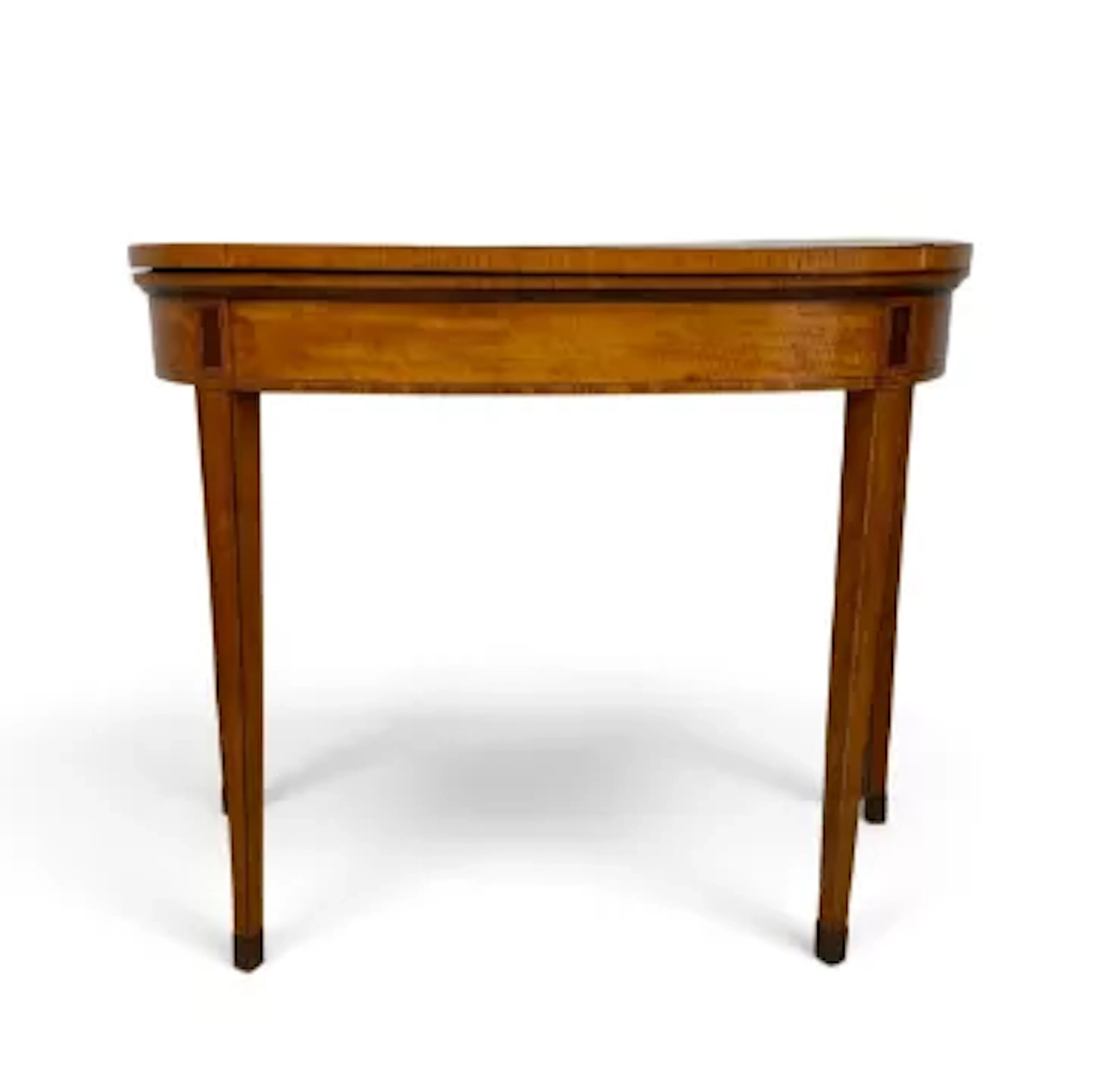 A George III satinwood card table with rosewood and satinwood crossbanding
