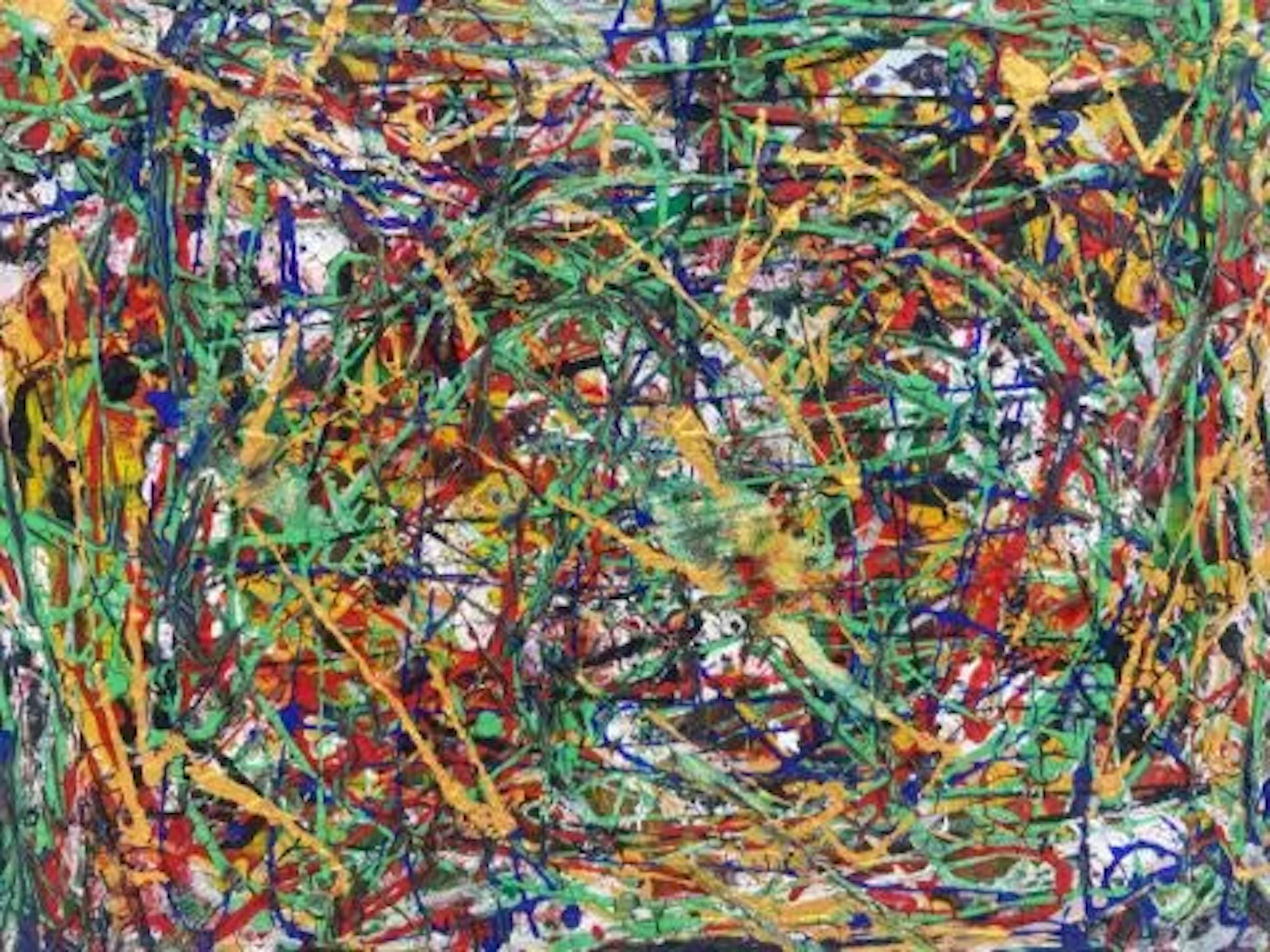 An oil on canvas laid on board, Action Art composition in the style