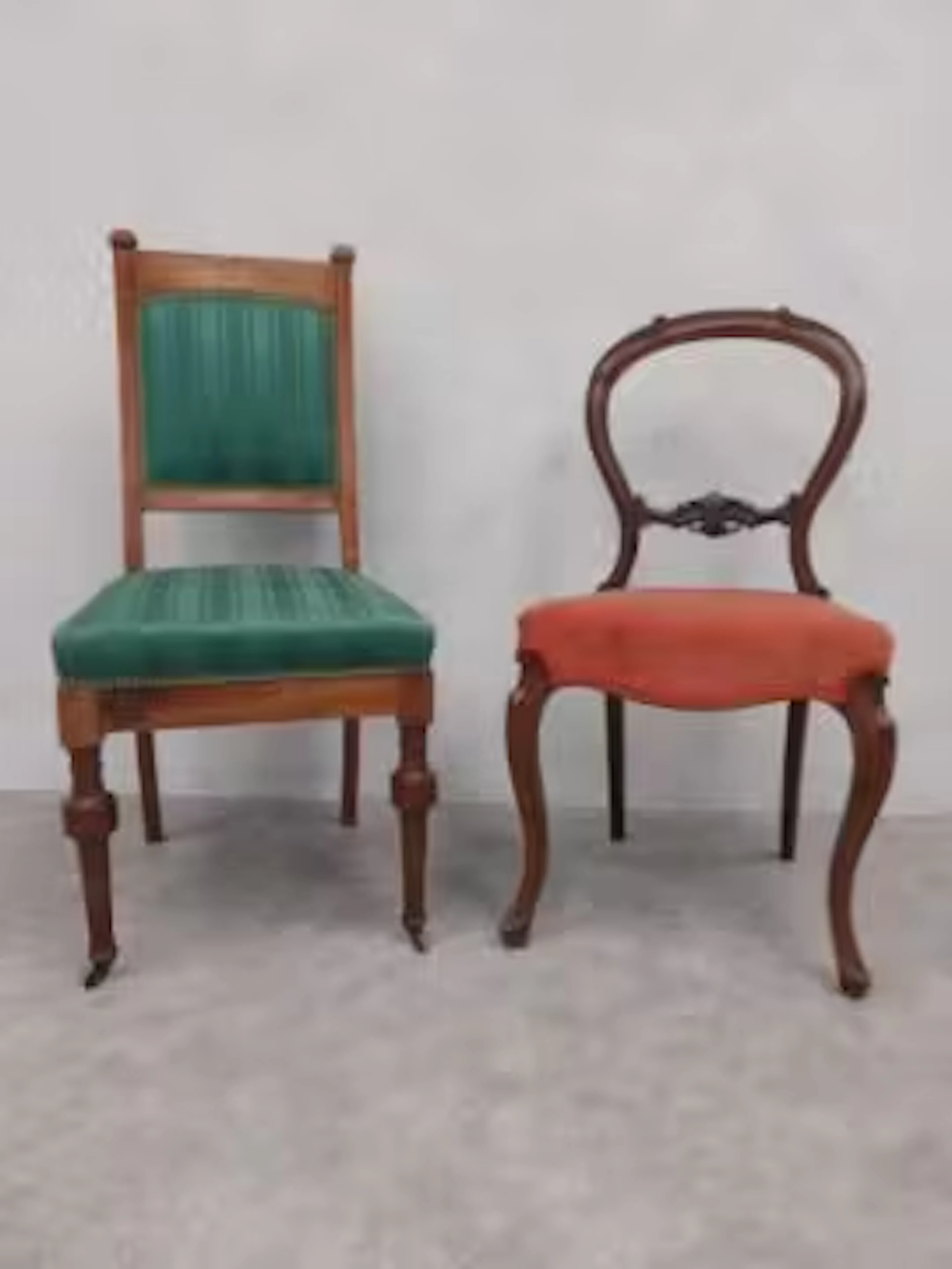 A late 19th century Continental walnut salon chair and a Victorian